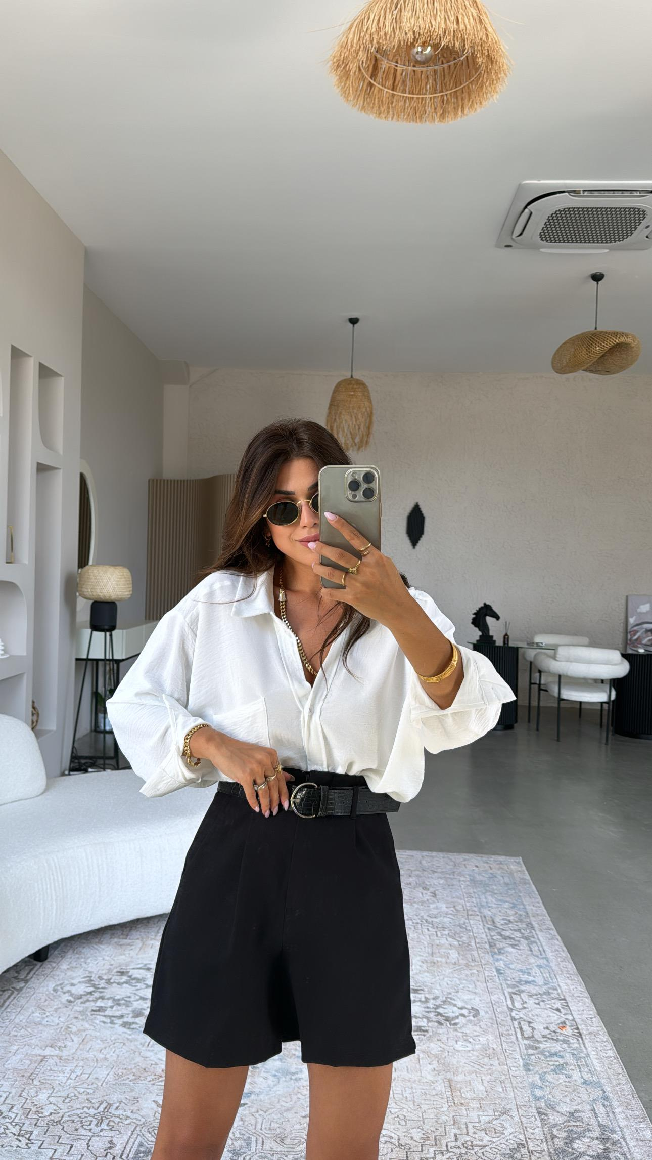 Siyah ZR Kemerli Şort