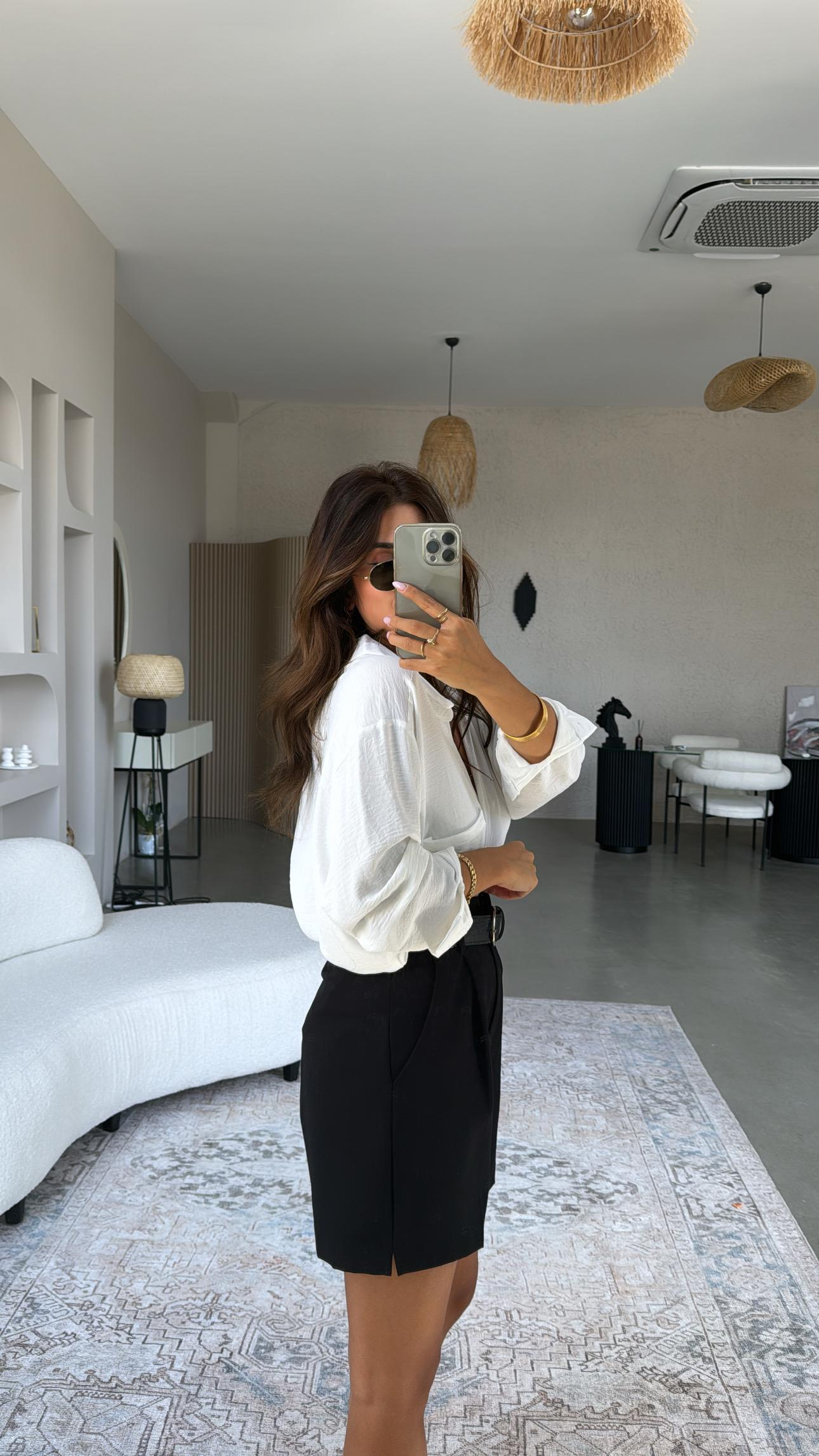 Siyah ZR Kemerli Şort