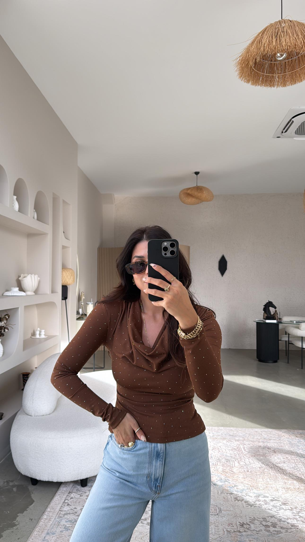 Taba Taşlı Degaje Bluz