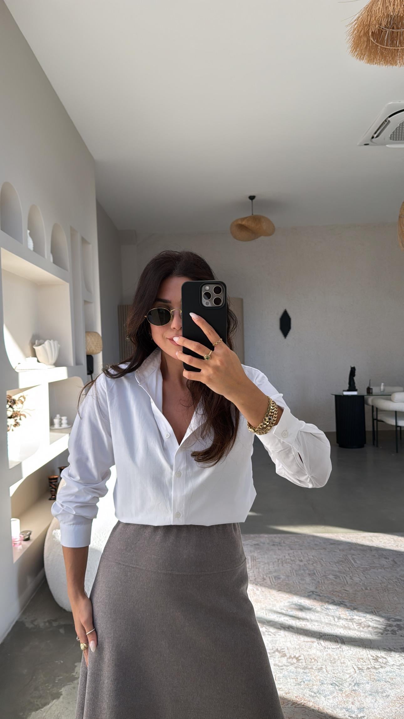 Taş Rengi Selanik Triko Basic Etek