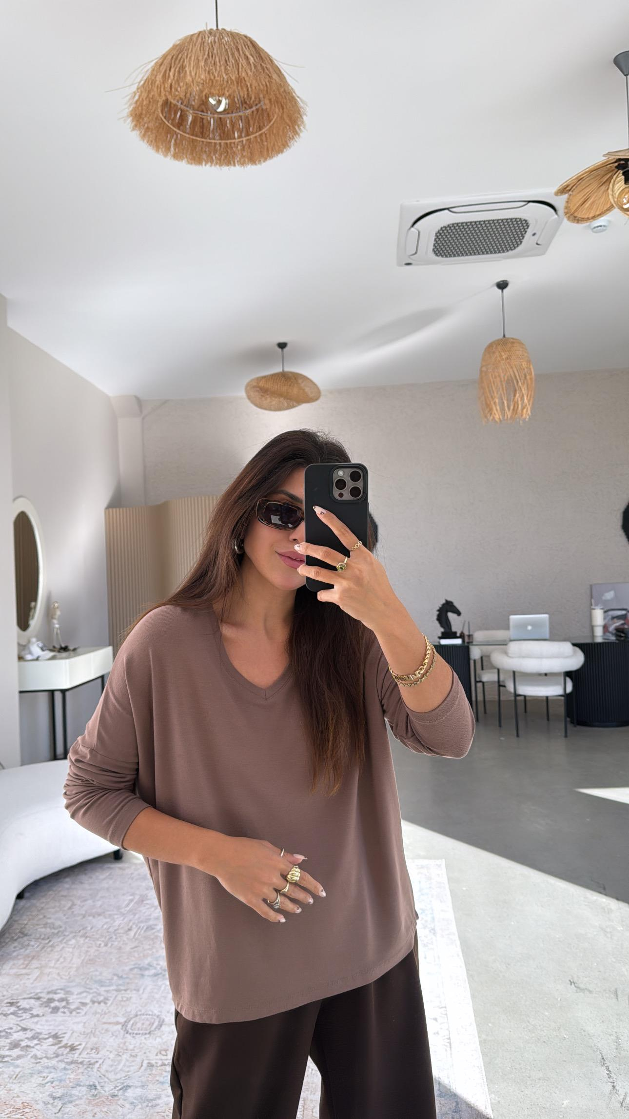 Vizon V Yaka Basic İnce Triko Bluz