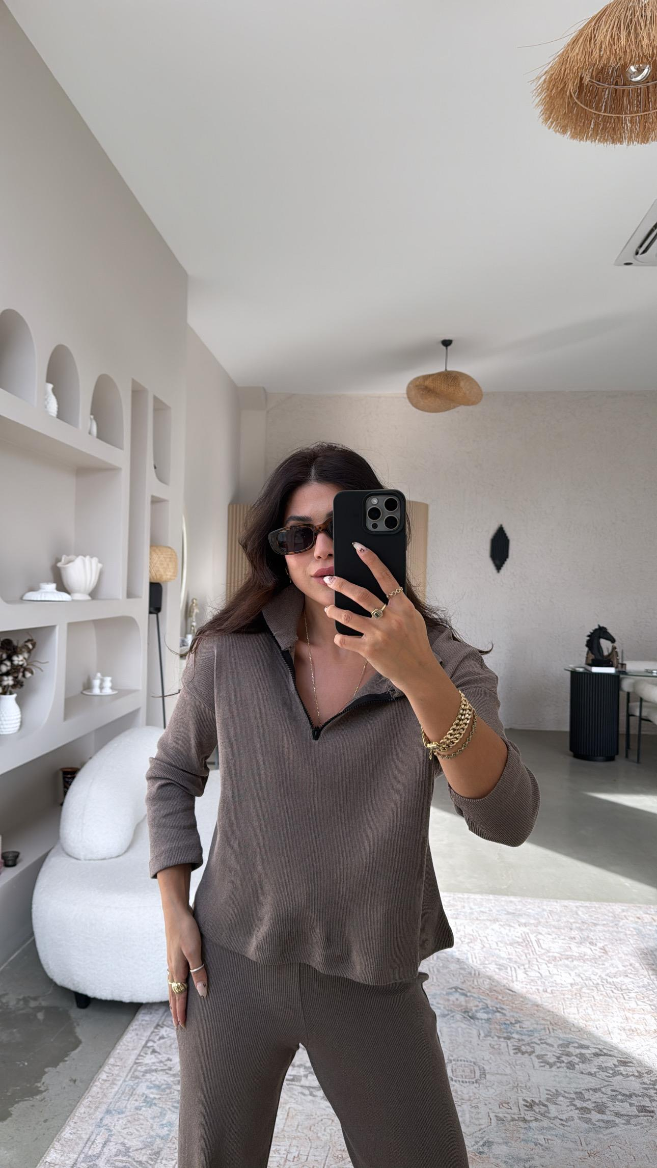 Vizon Yarım Fermuarlı Fitilli Basic Takım