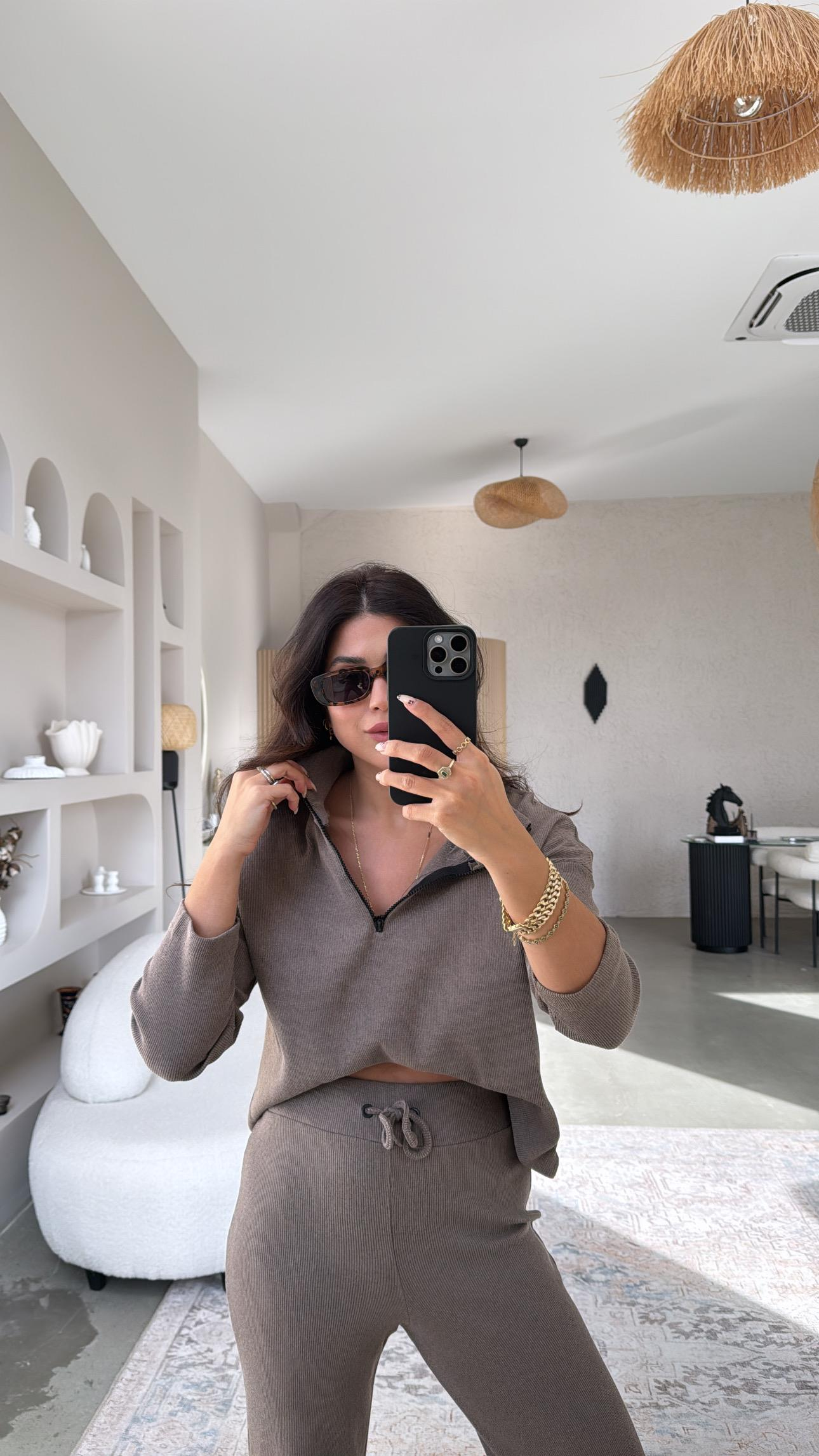 Vizon Yarım Fermuarlı Fitilli Basic Takım