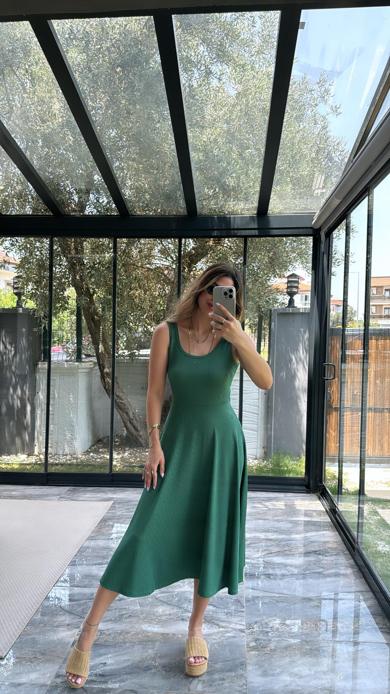 Yeşil Özel Üretim Kaşkorse Basic Elbise