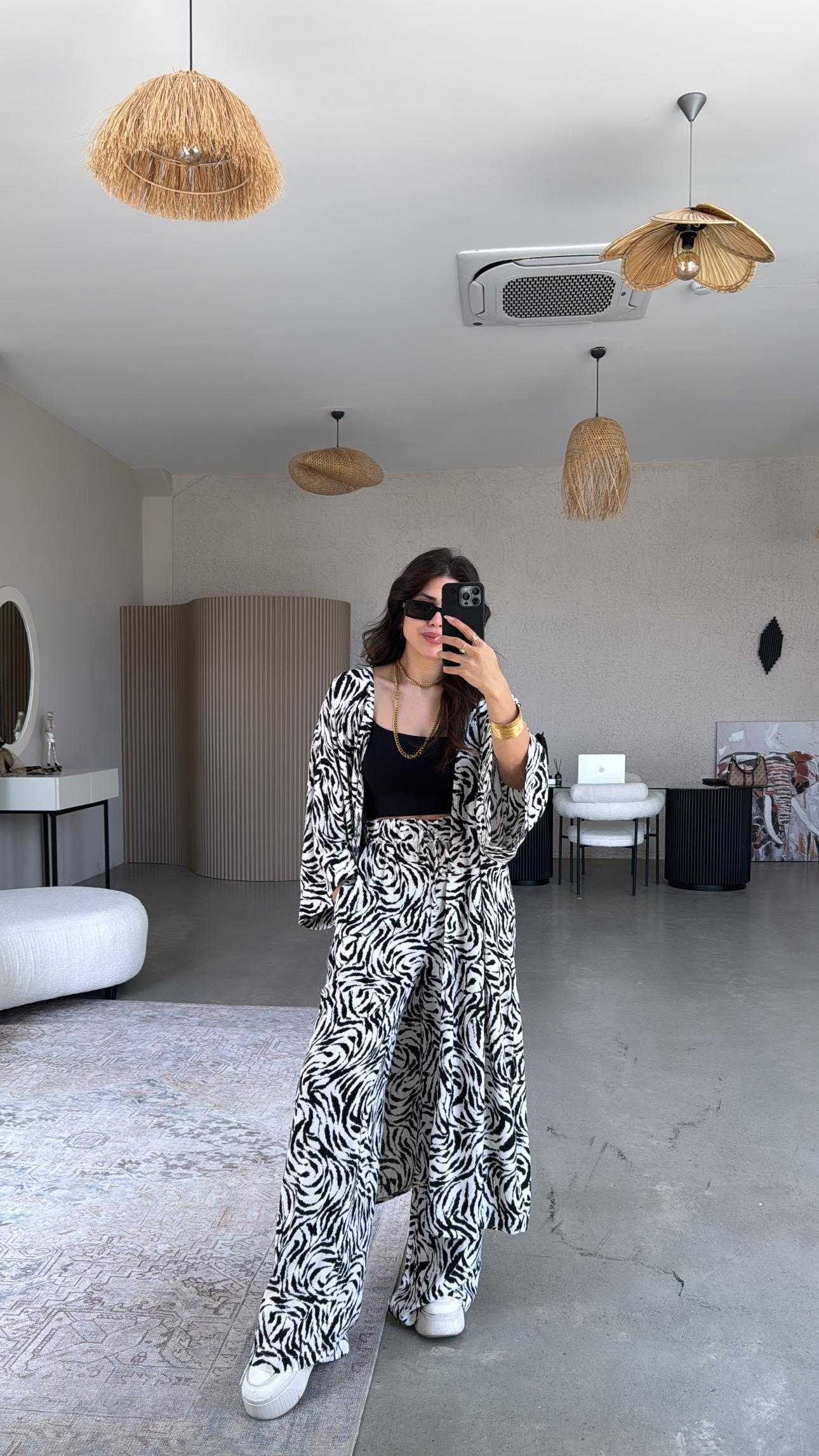 Zebra Kimono Pantolon Takım