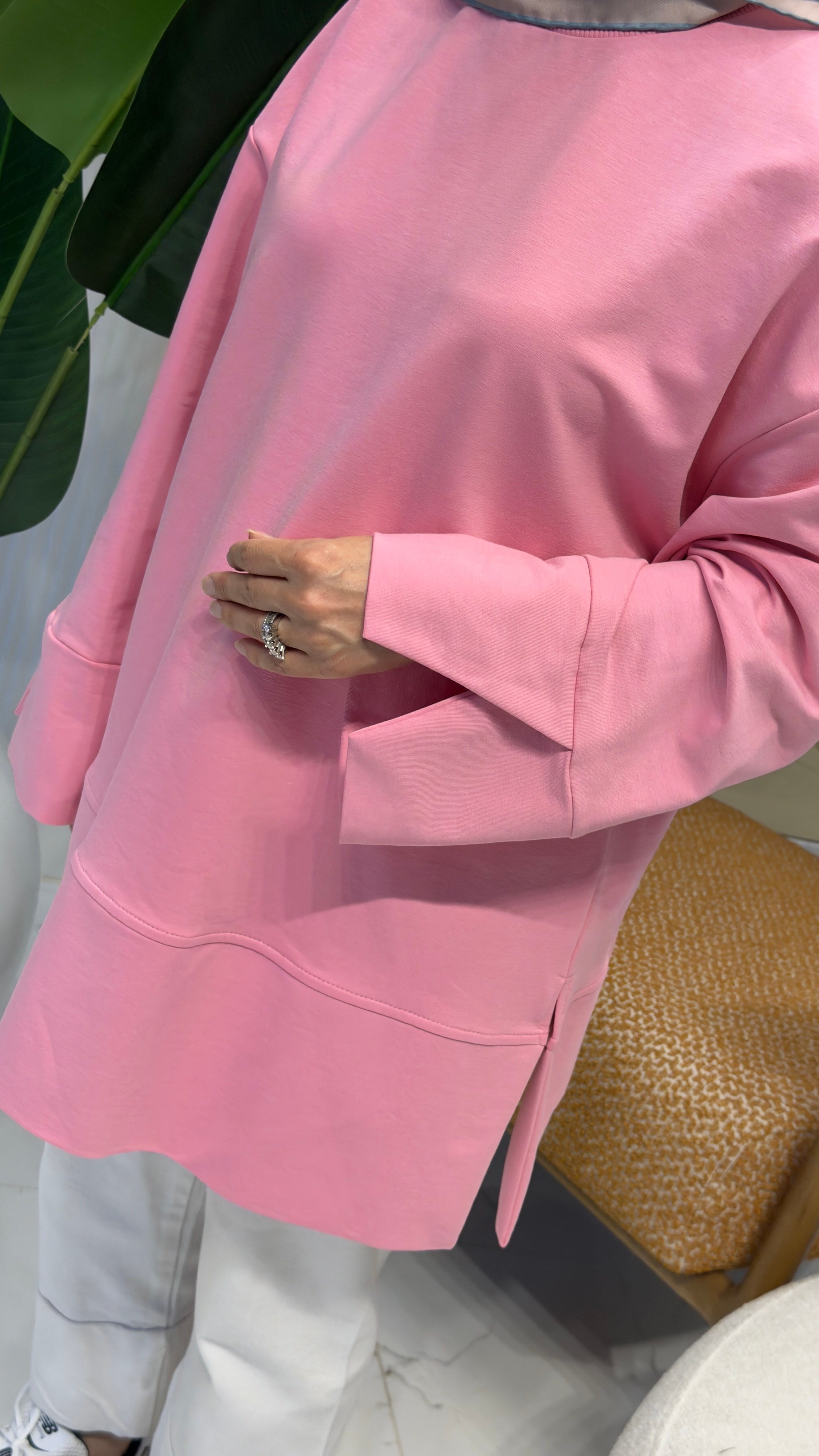  KOL DETAYLI TUNİK PEMBE - 20735