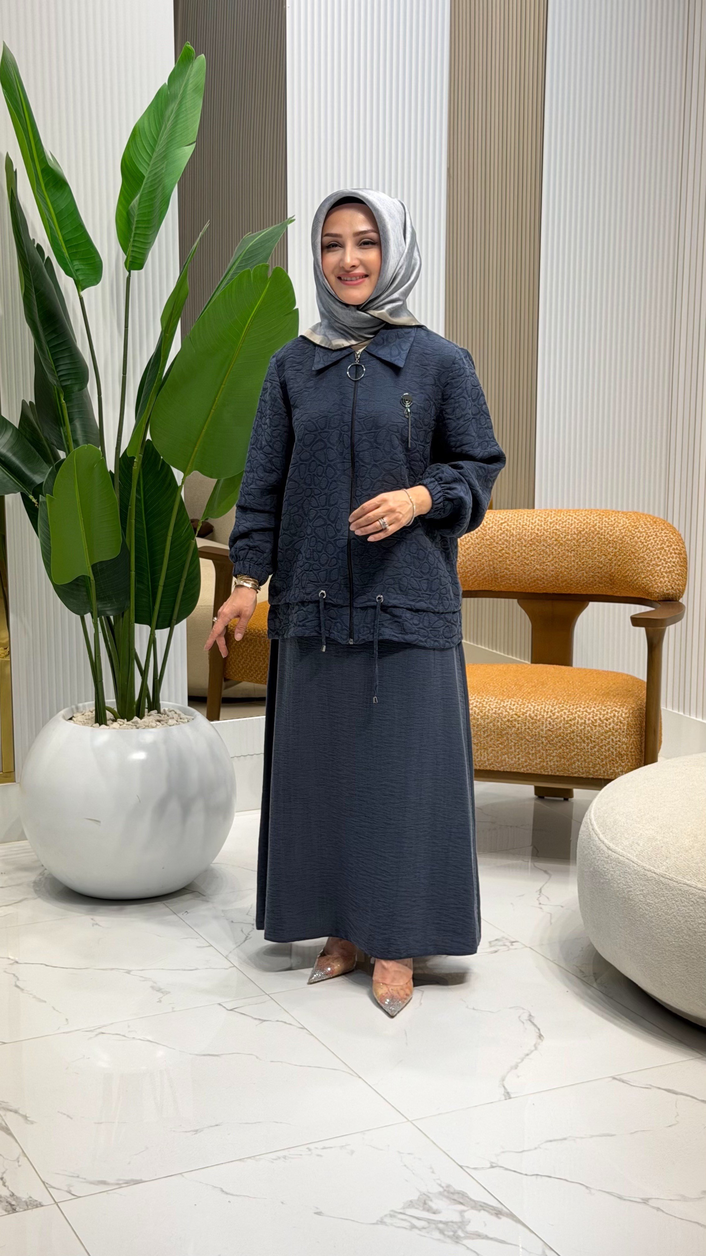 AKSESUAR DETAYLI TAKIM LACİVERT 6294
