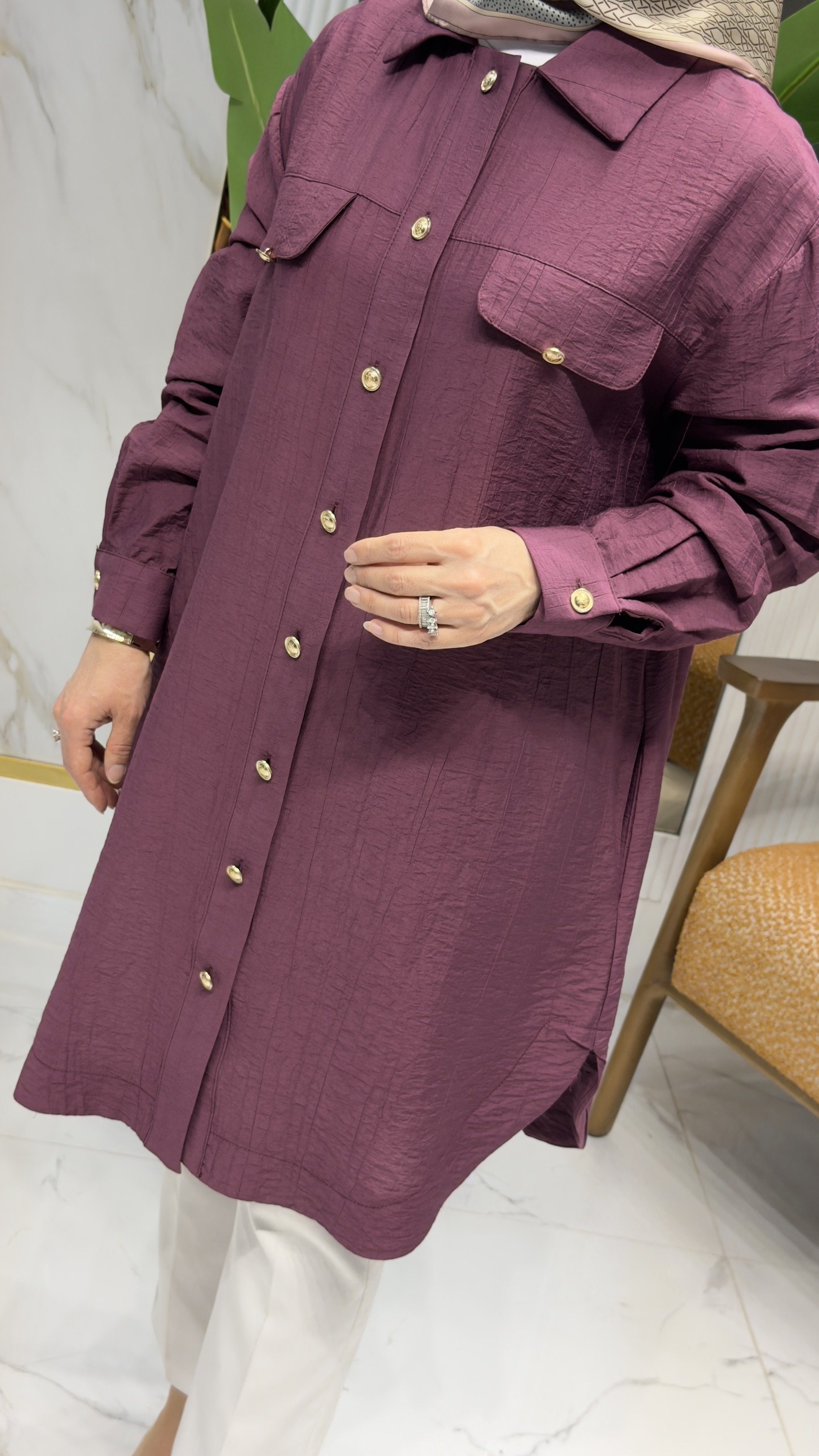 ARMINE TREND 26YT463 DÜĞME DETAY TUNİK - BORDO