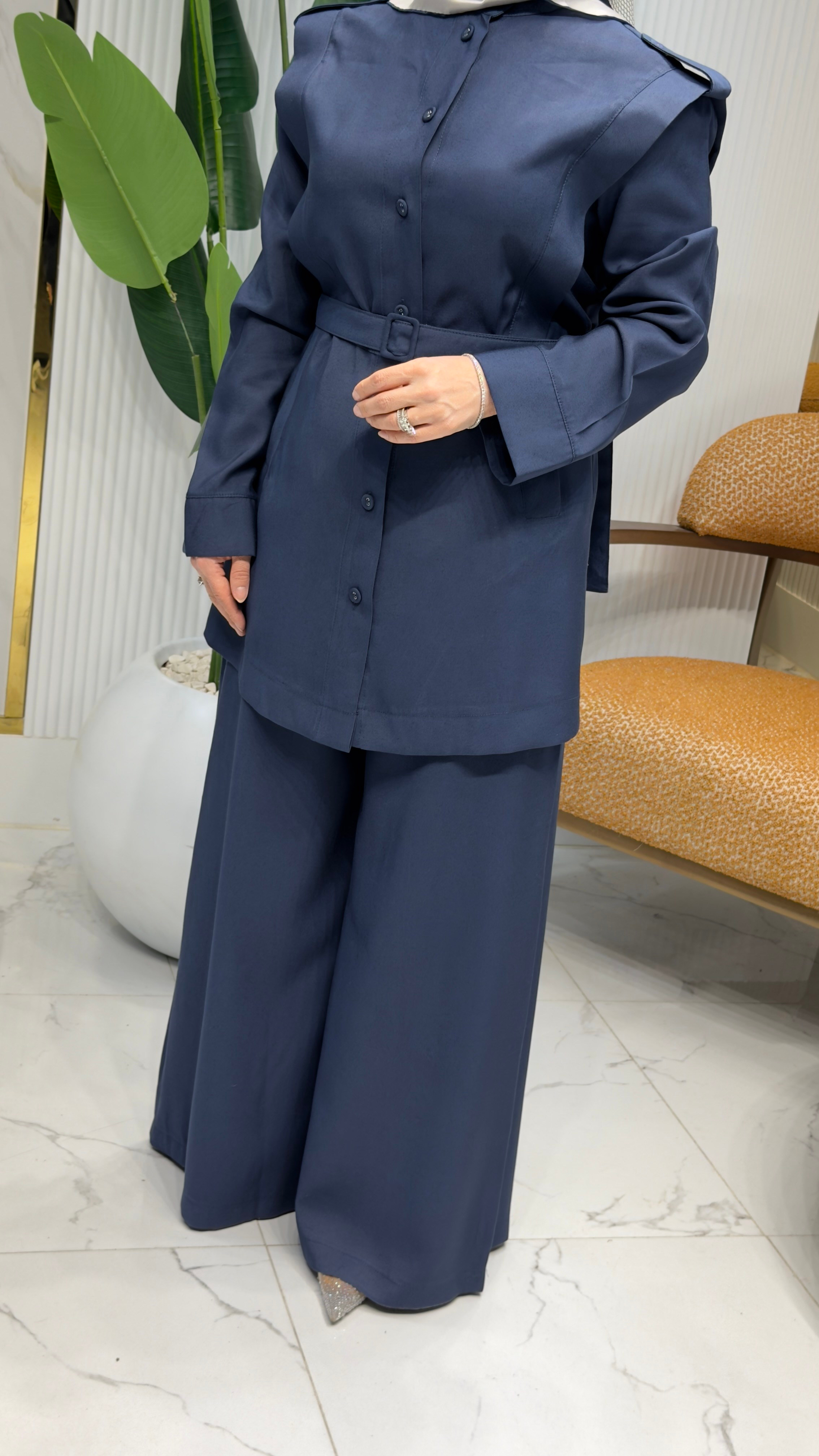 ARMİNE TREND 26YT636 KEMER DETAY PANTOLONLU TAKIM - LACİVERT