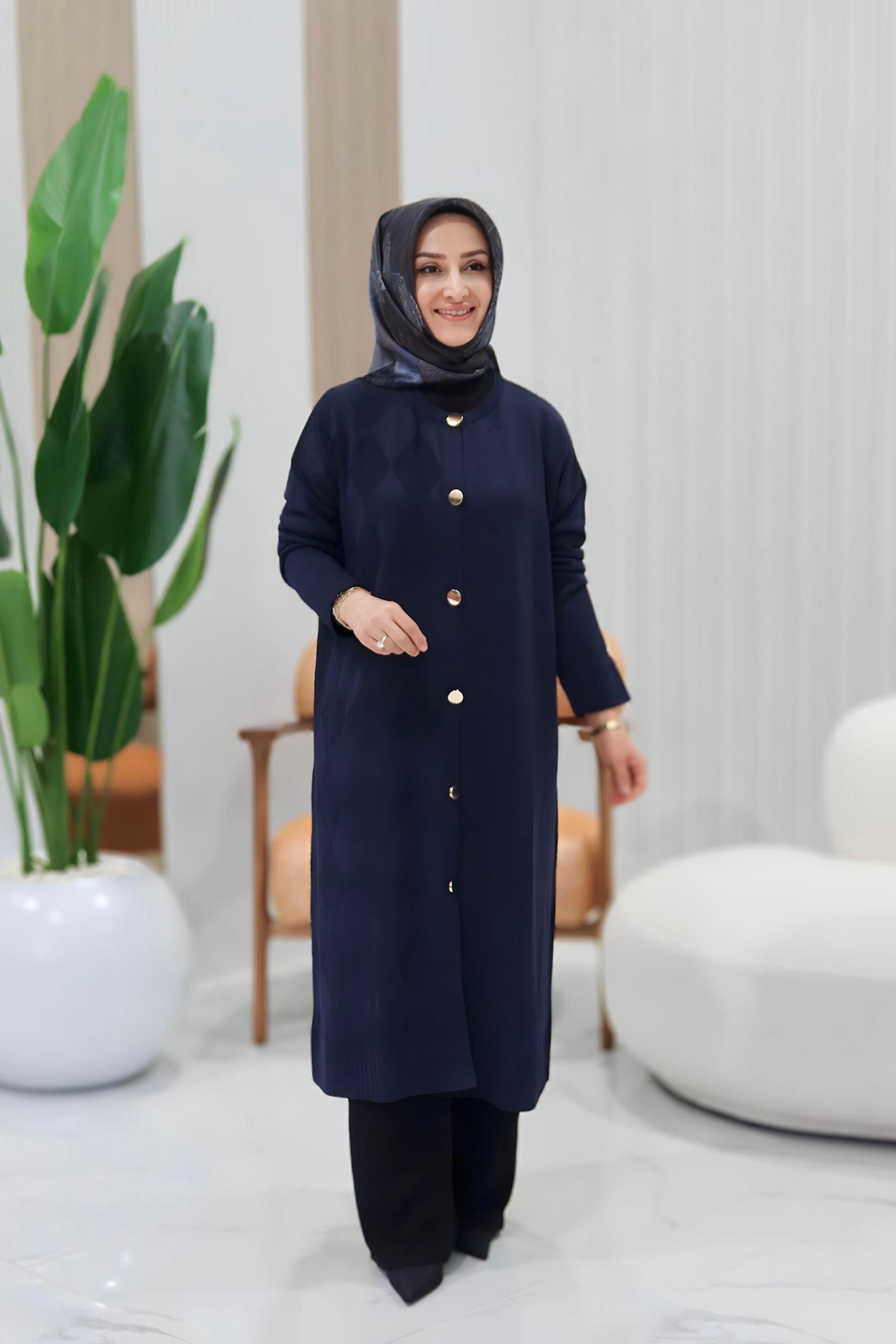ARMİNE TREND BAKLAVA DESENLİ HIRKA - 25YTD4124
