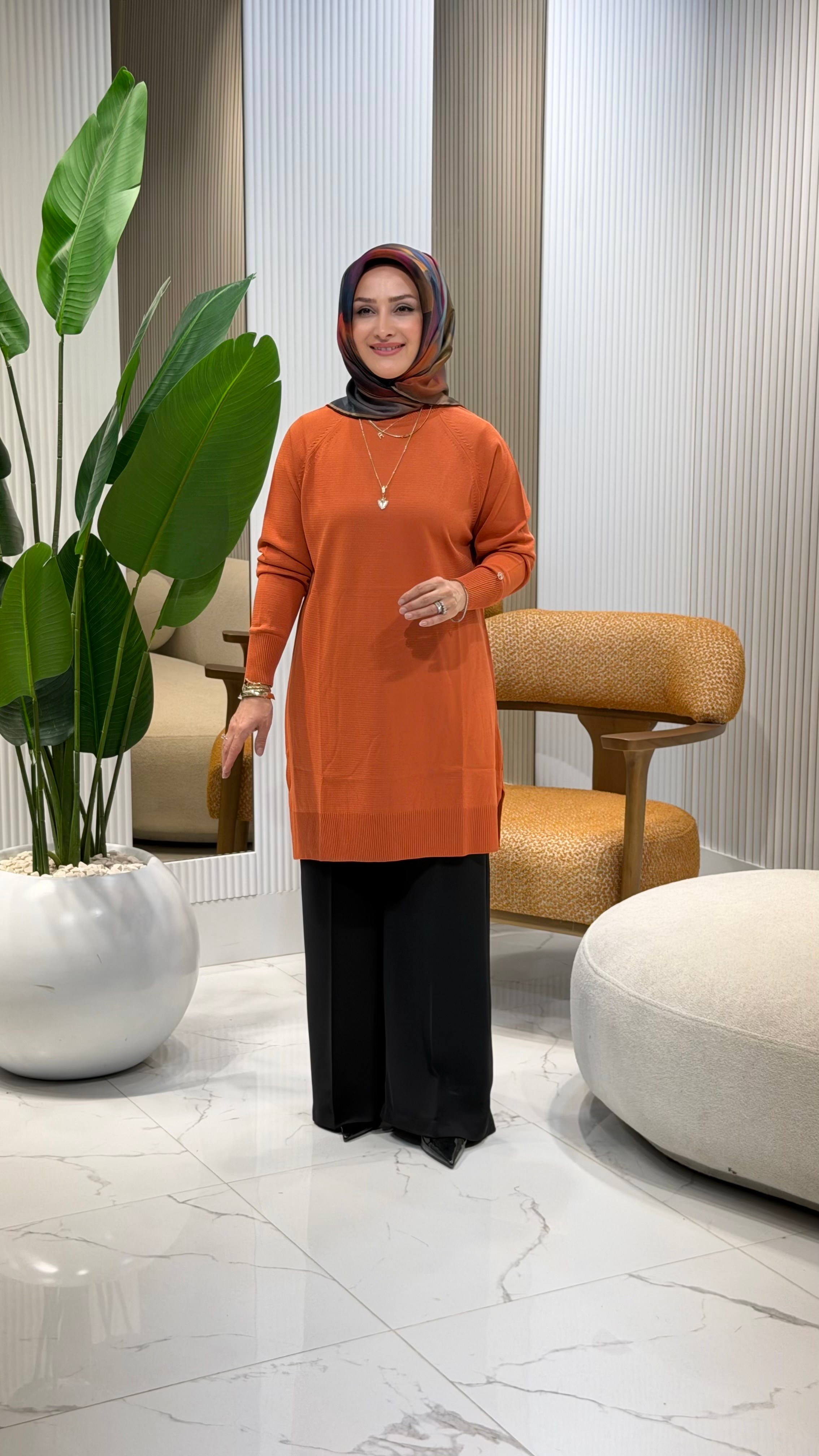 ARMİNE TREND BASIC TRİKO TUNİK ŞEFTALİ- 26KTD419