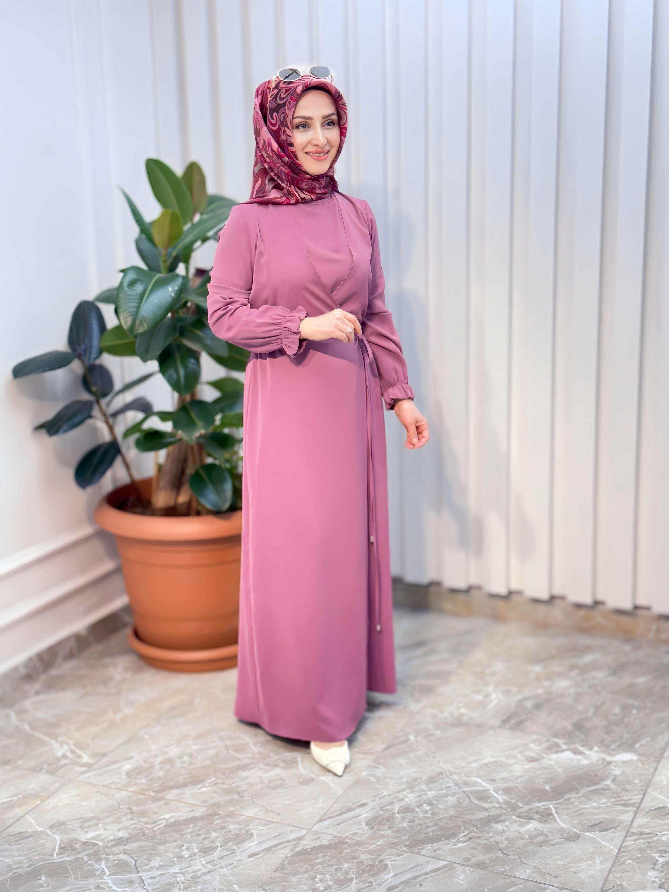 ARMİNE TREND BELİ BÜZGÜLÜ ELBİSE 25YT944