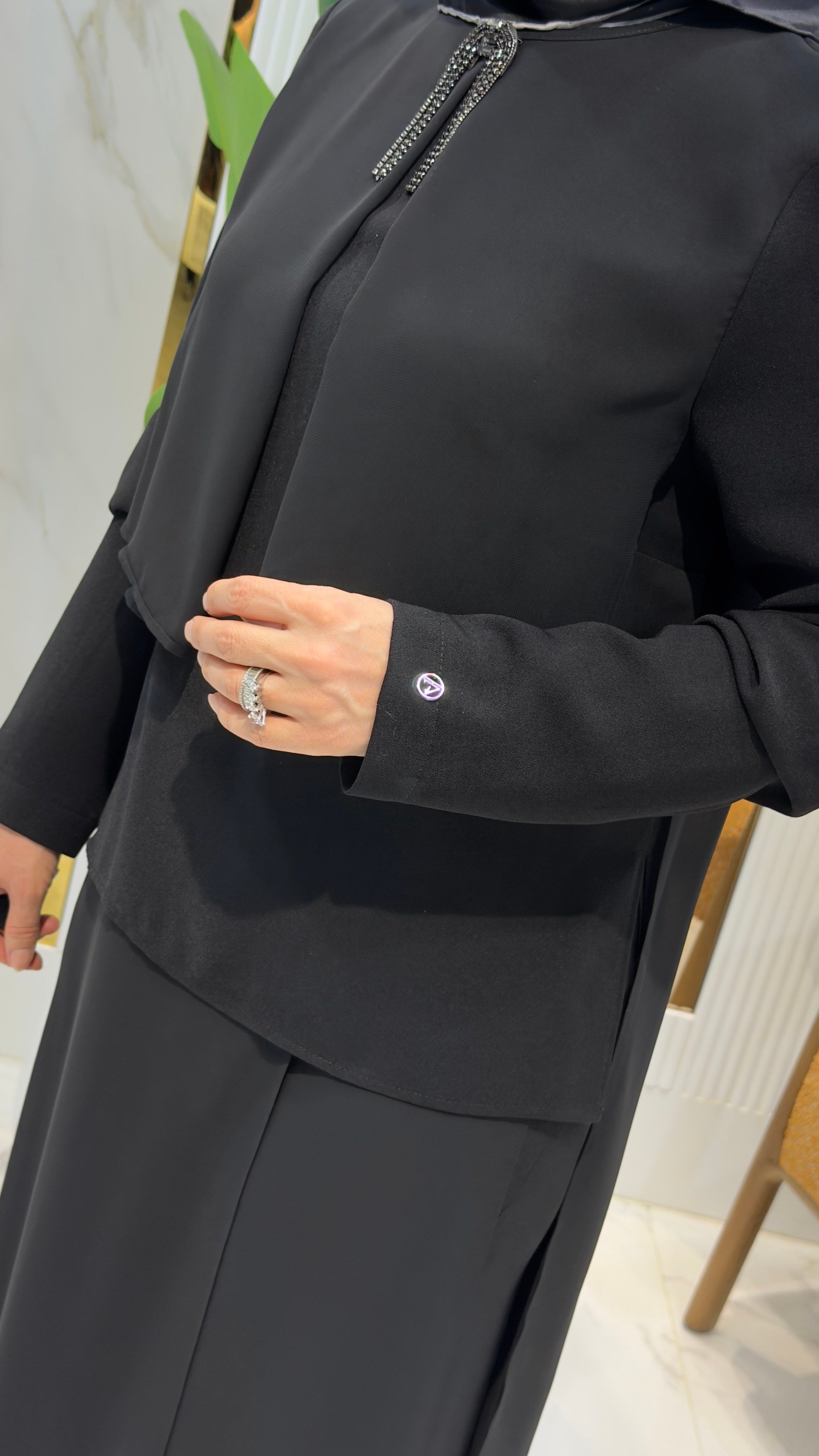 ARMİNE TREND BROŞ DETAYLI PANTOLONLU İKİLİ TAKIM -25KT675