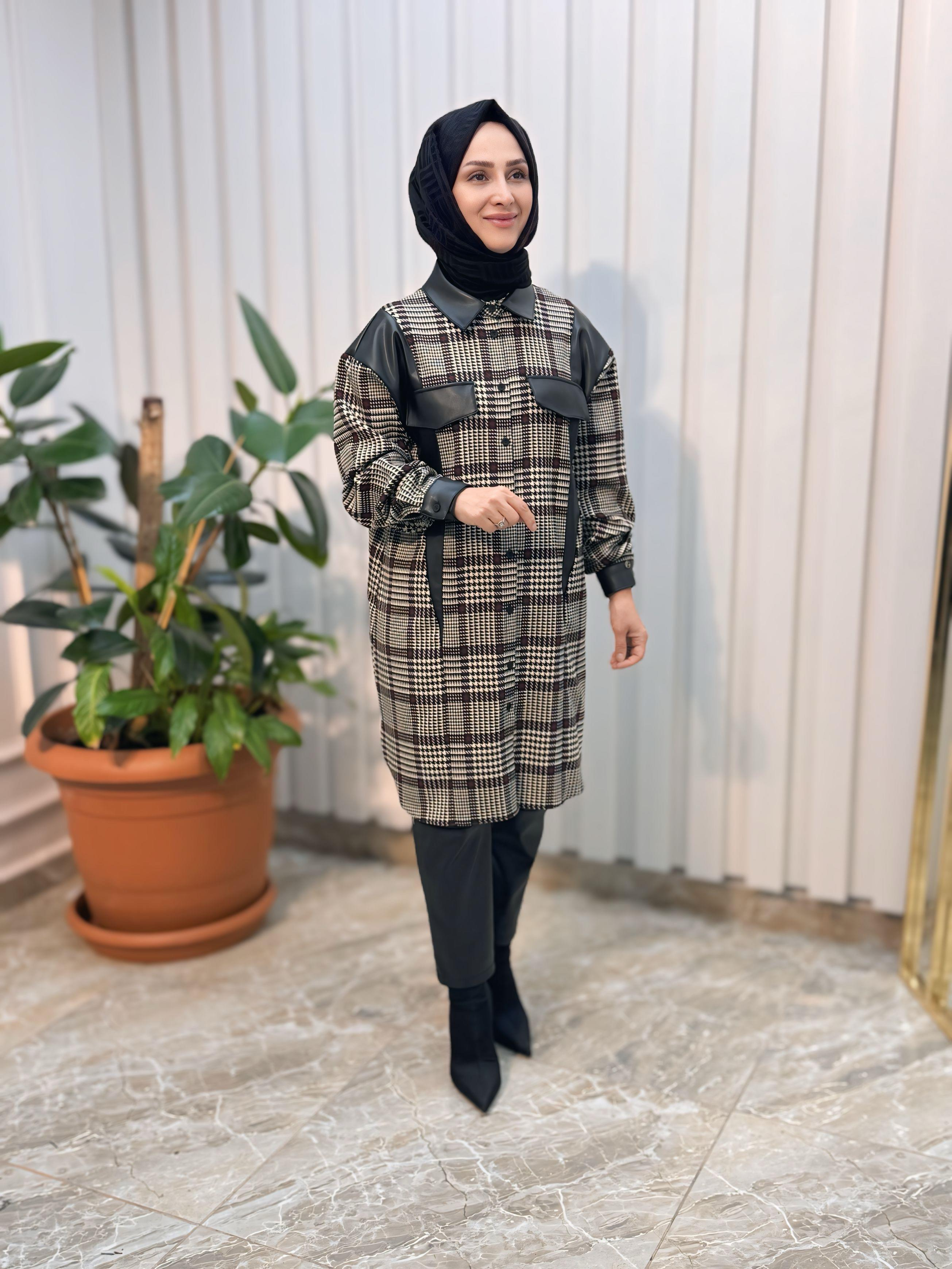 ARMİNE TREND DERİ DETAY TUNİK-24KT426