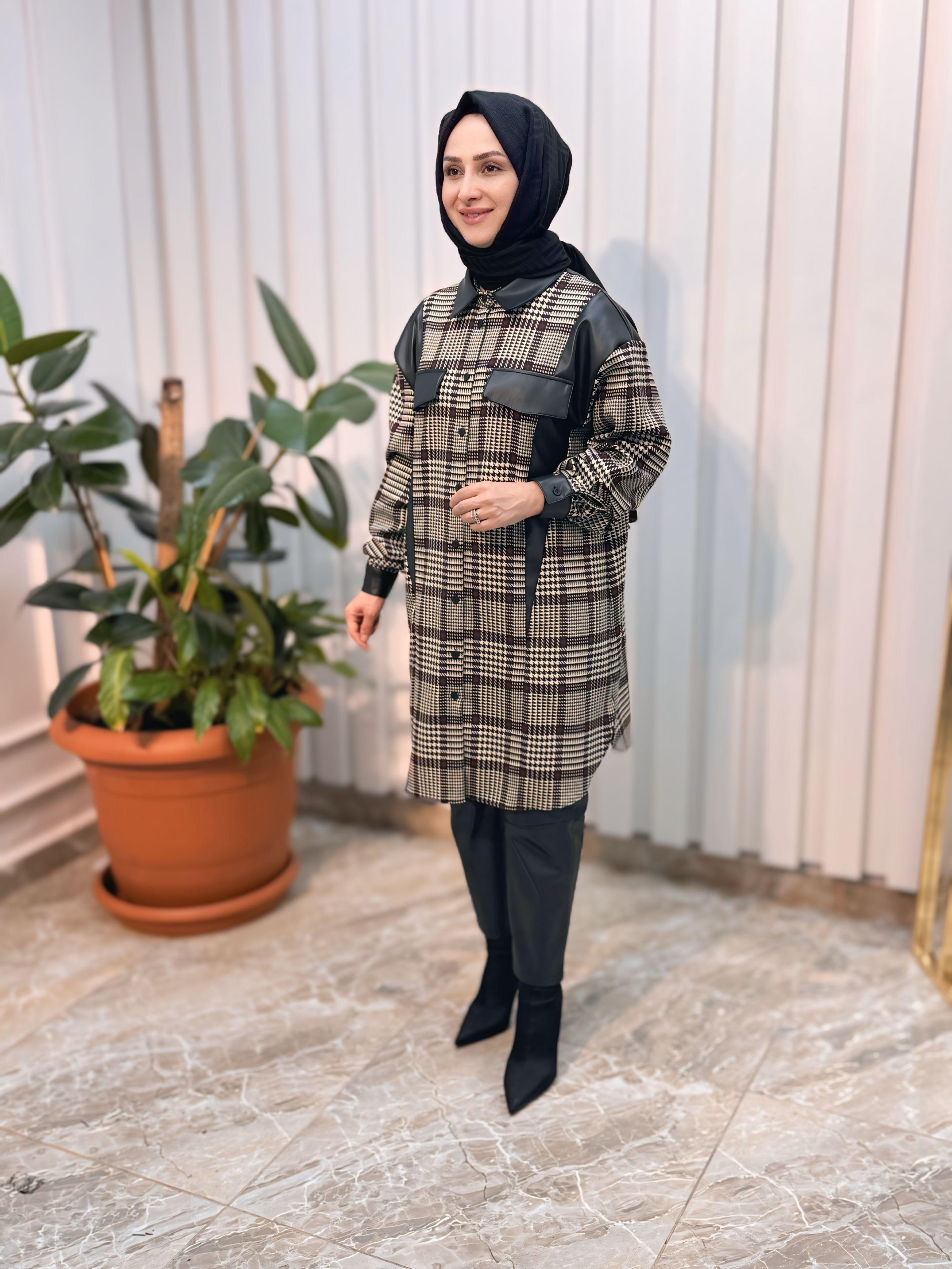 ARMİNE TREND DERİ DETAY TUNİK-24KT426