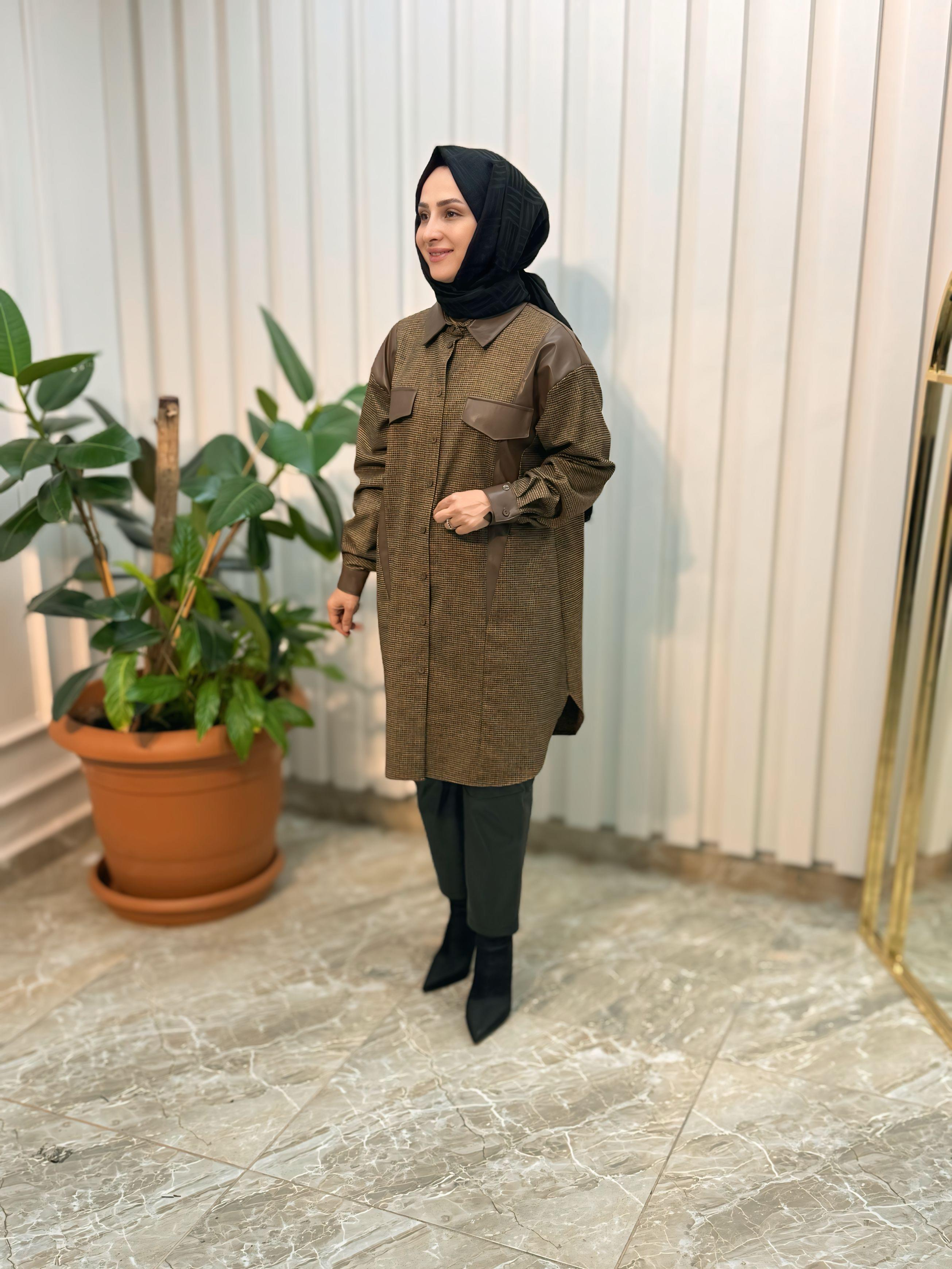 ARMİNE TREND DERİ DETAY TUNİK-24KT426