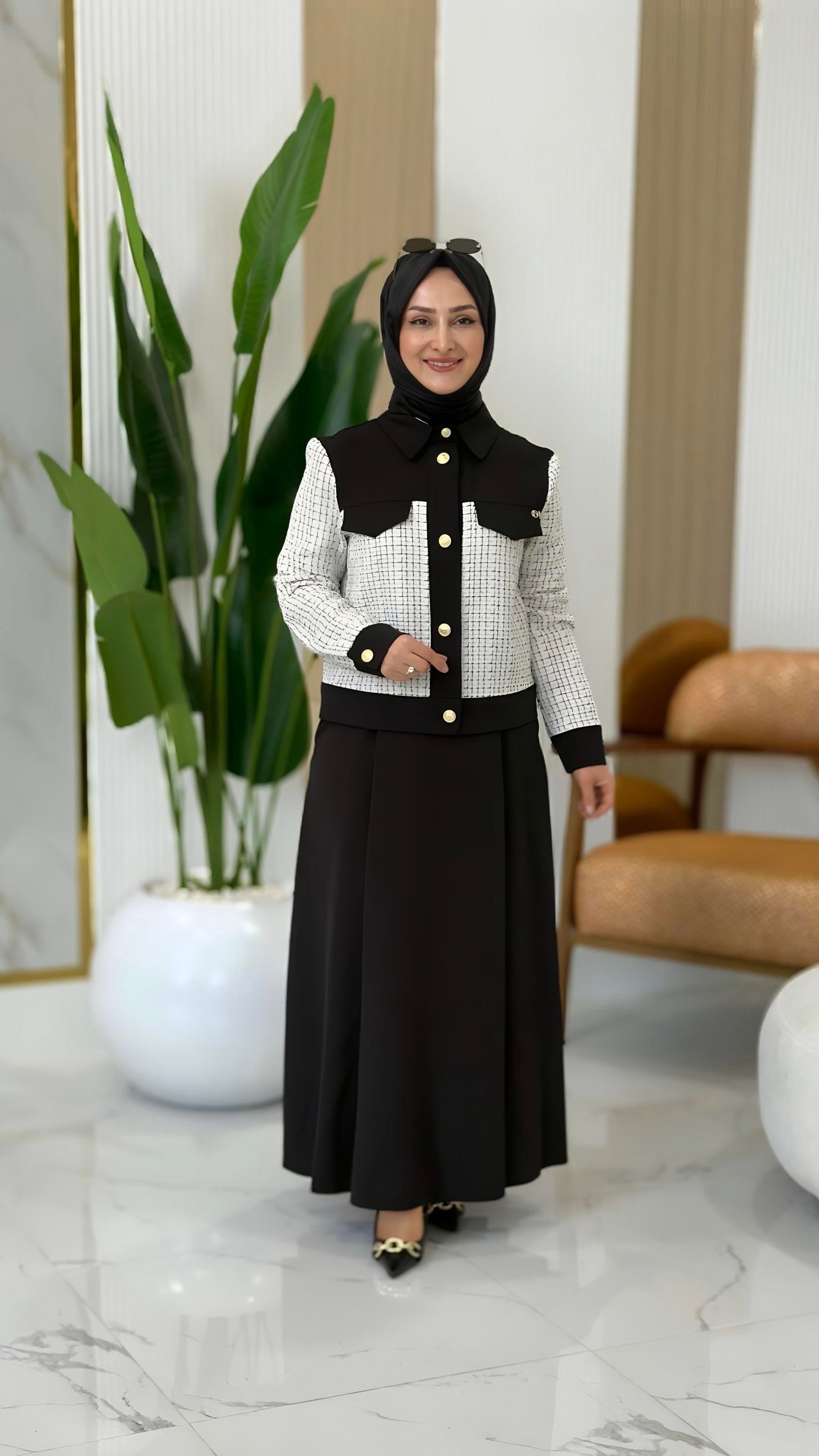 ARMİNE TREND EKOSE DESENLİ TAKIM - 25K605