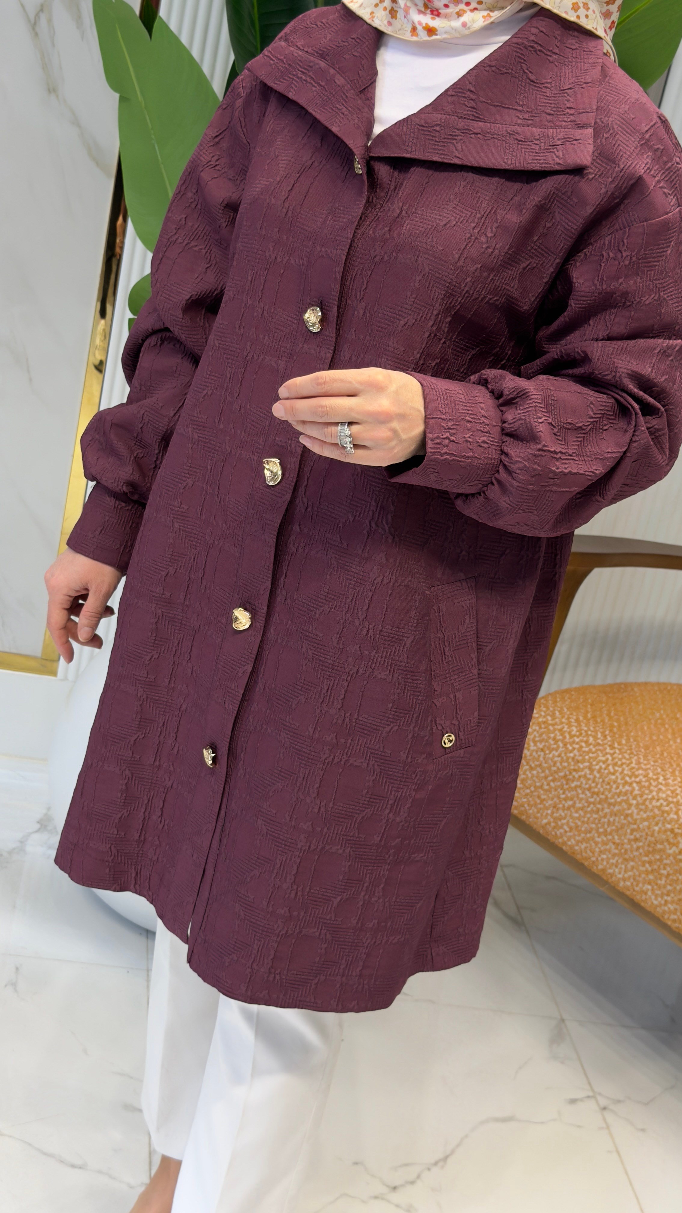 ARMİNE TREND KABARTMA DESENLİ CEKET MÜRDÜM - 26YT508