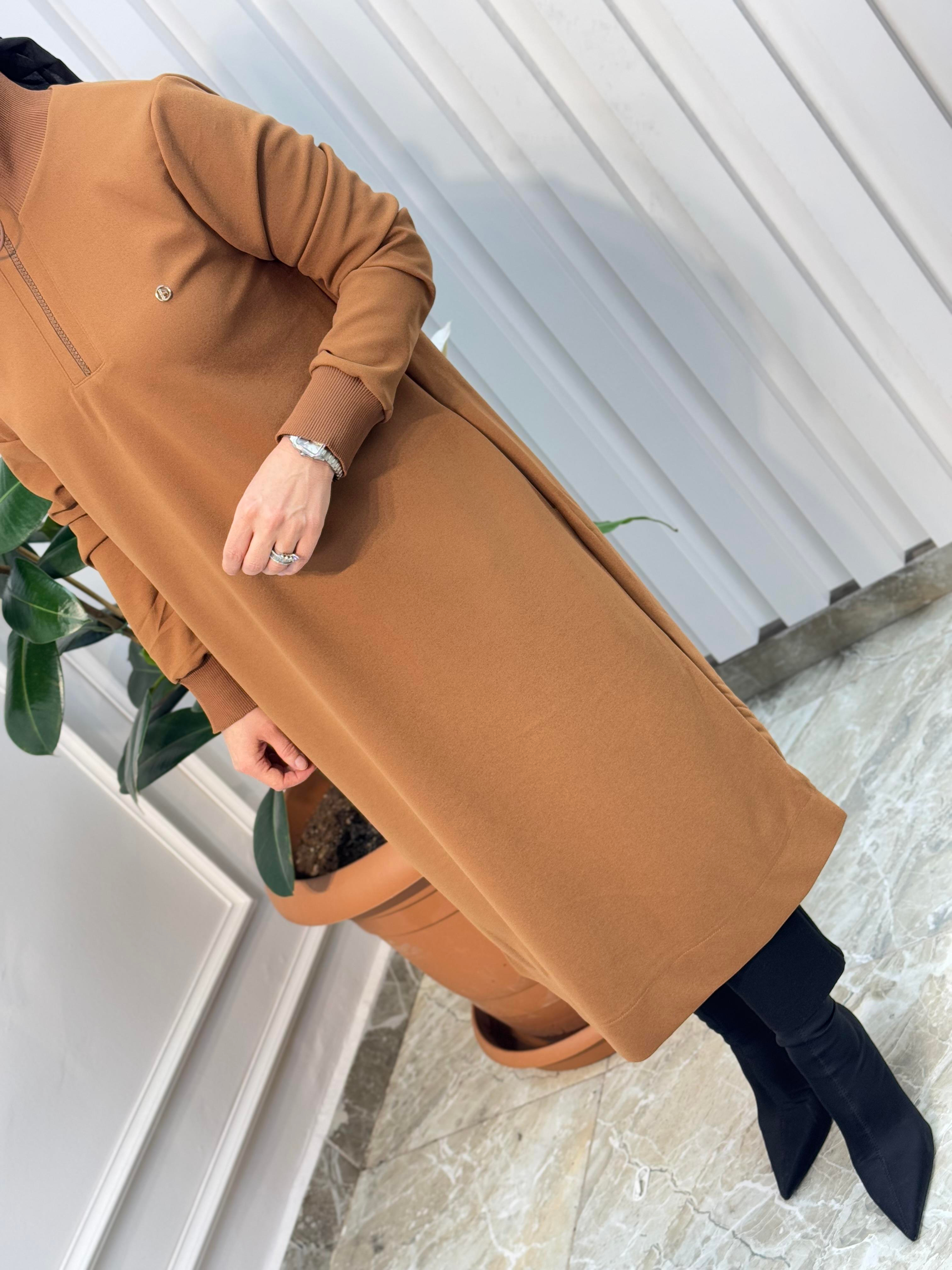 ARMİNE TREND KOLLARI RİBANALI YARIM FERMUARLI TUNİK-24KT436