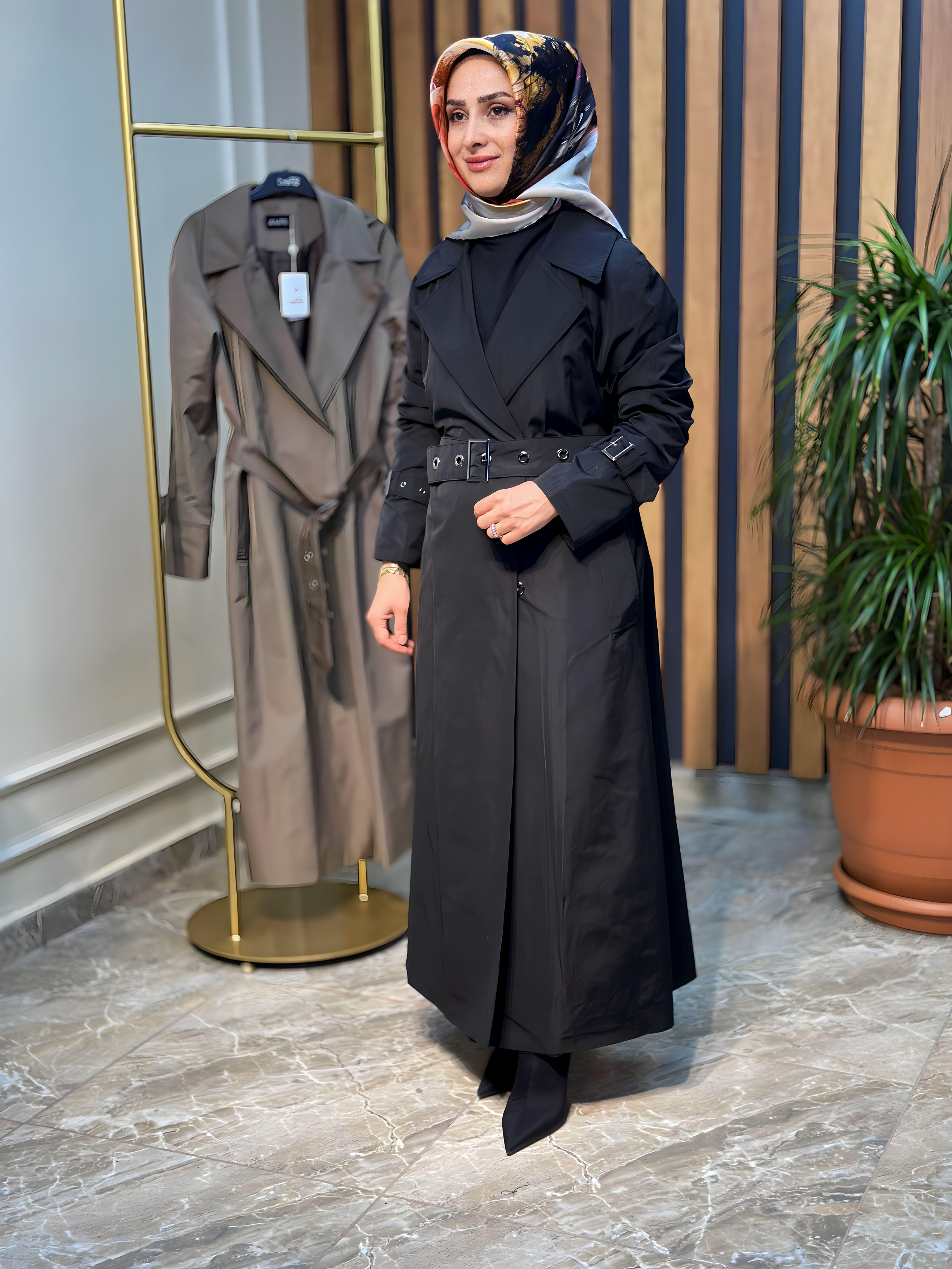 ARMİNE TREND KRUVAZE YAKA ÖNÜ ÇITÇITLI KADIN TRENCH
