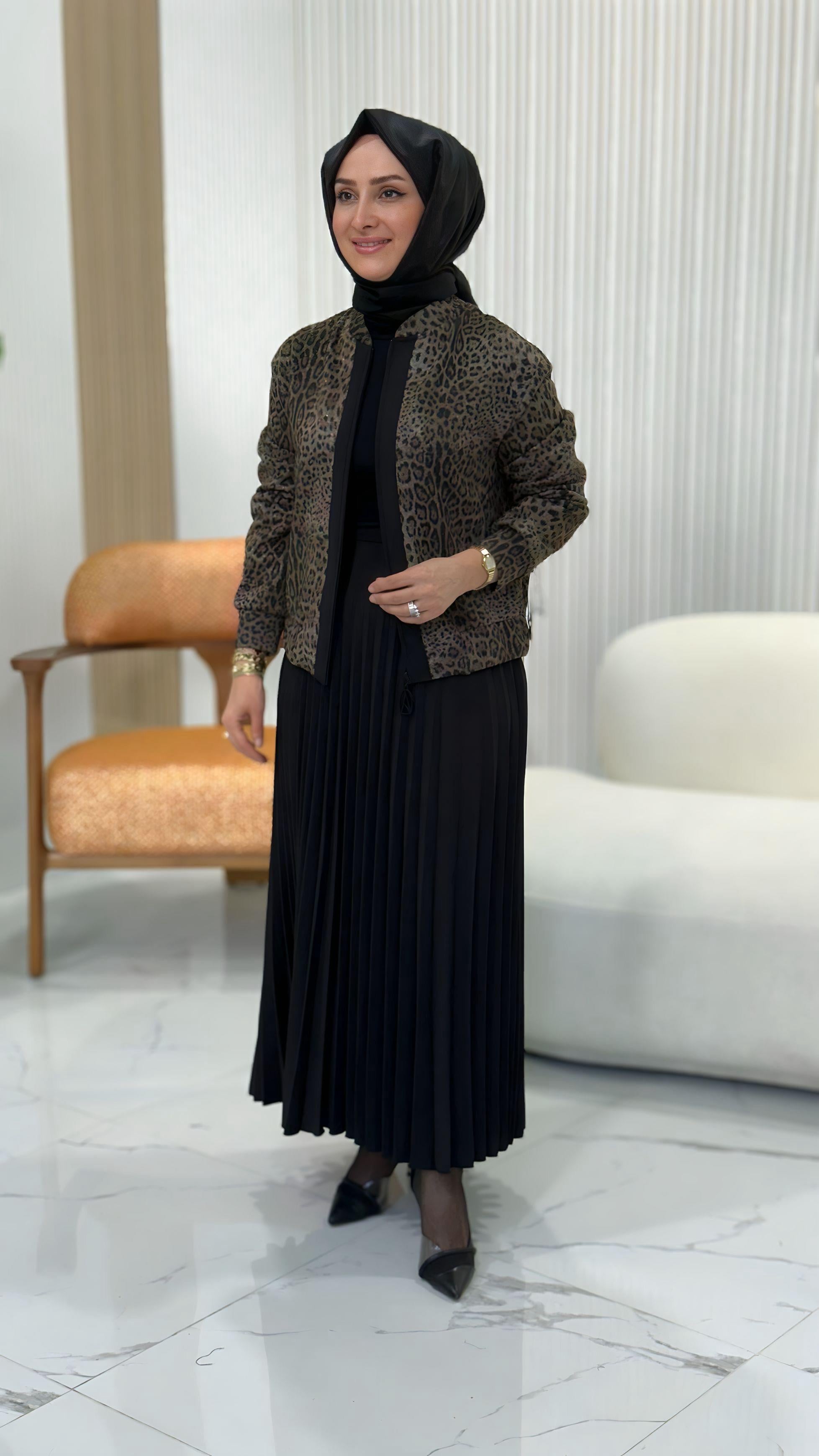 ARMİNE TREND LEOPAR DESENLİ ETEKLİ TAKIM 25KT650-1