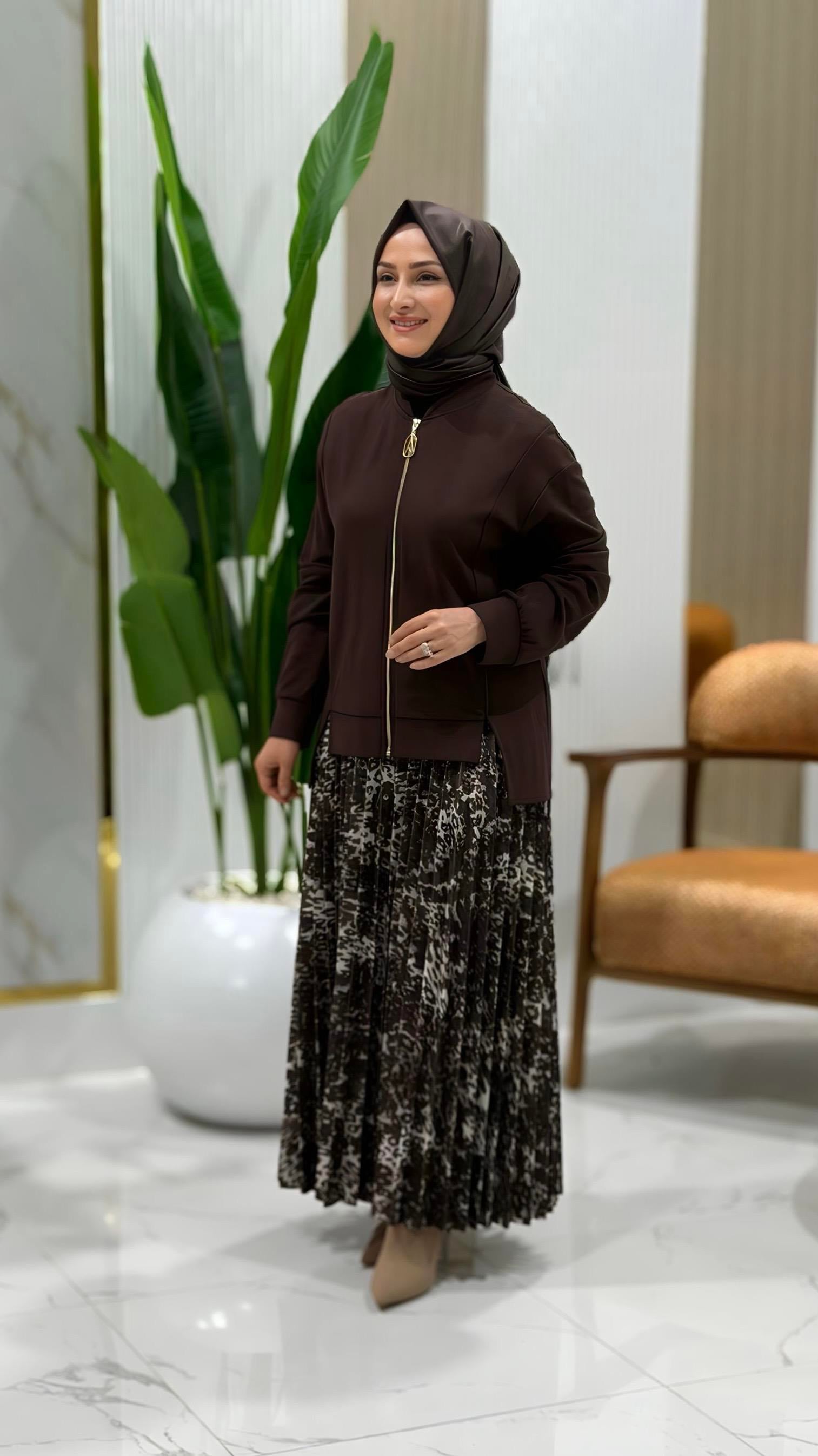 ARMİNE TREND LEOPAR DESENLİ ETEKLİ TAKIM - 25KT6100