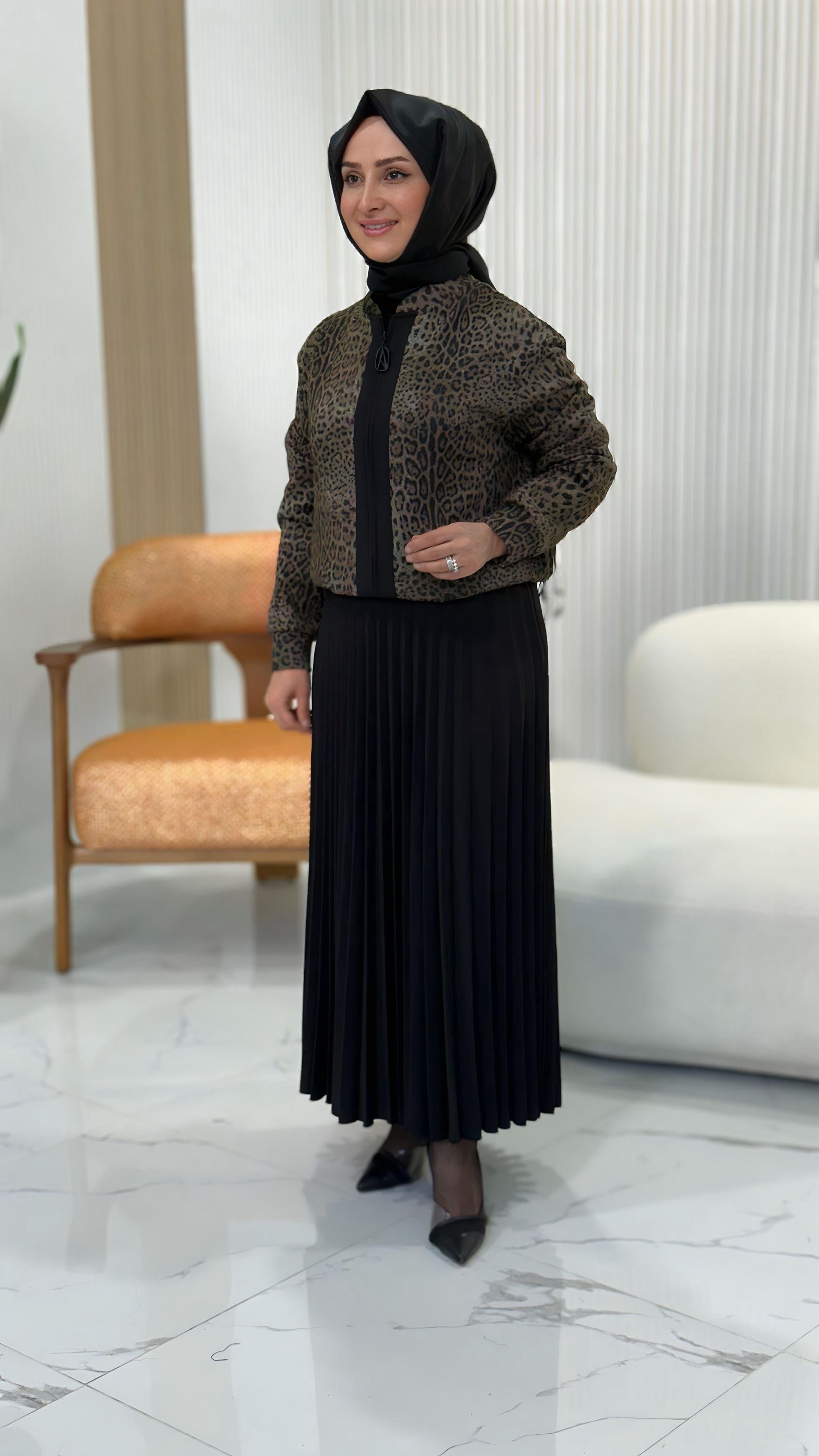 ARMİNE TREND LEOPAR DESENLİ ETEKLİ TAKIM 25KT650-1