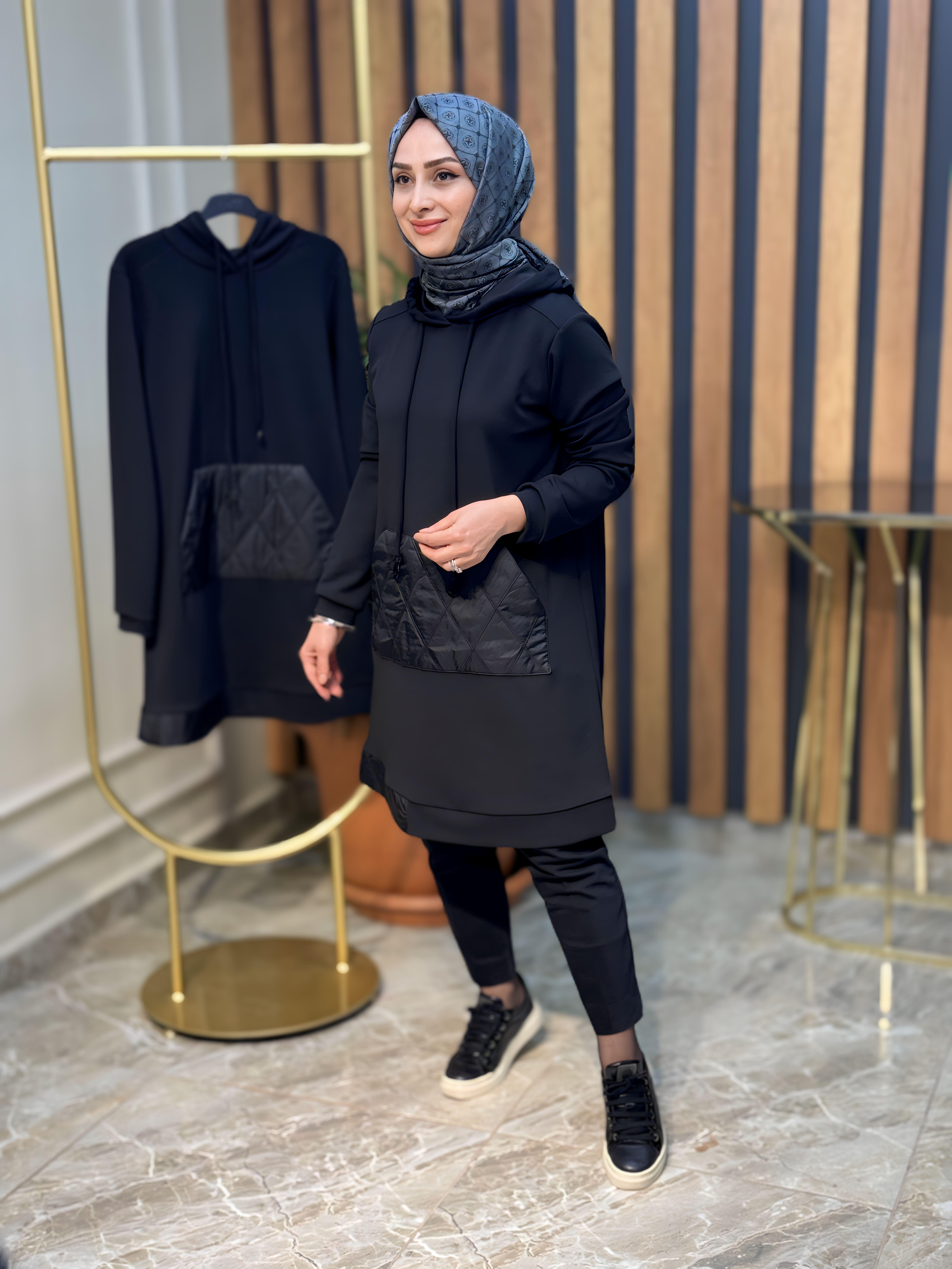ARMİNE TREND ÖN KAPİTONE DETAYLI,CEPLİ TUNİK-23KT447