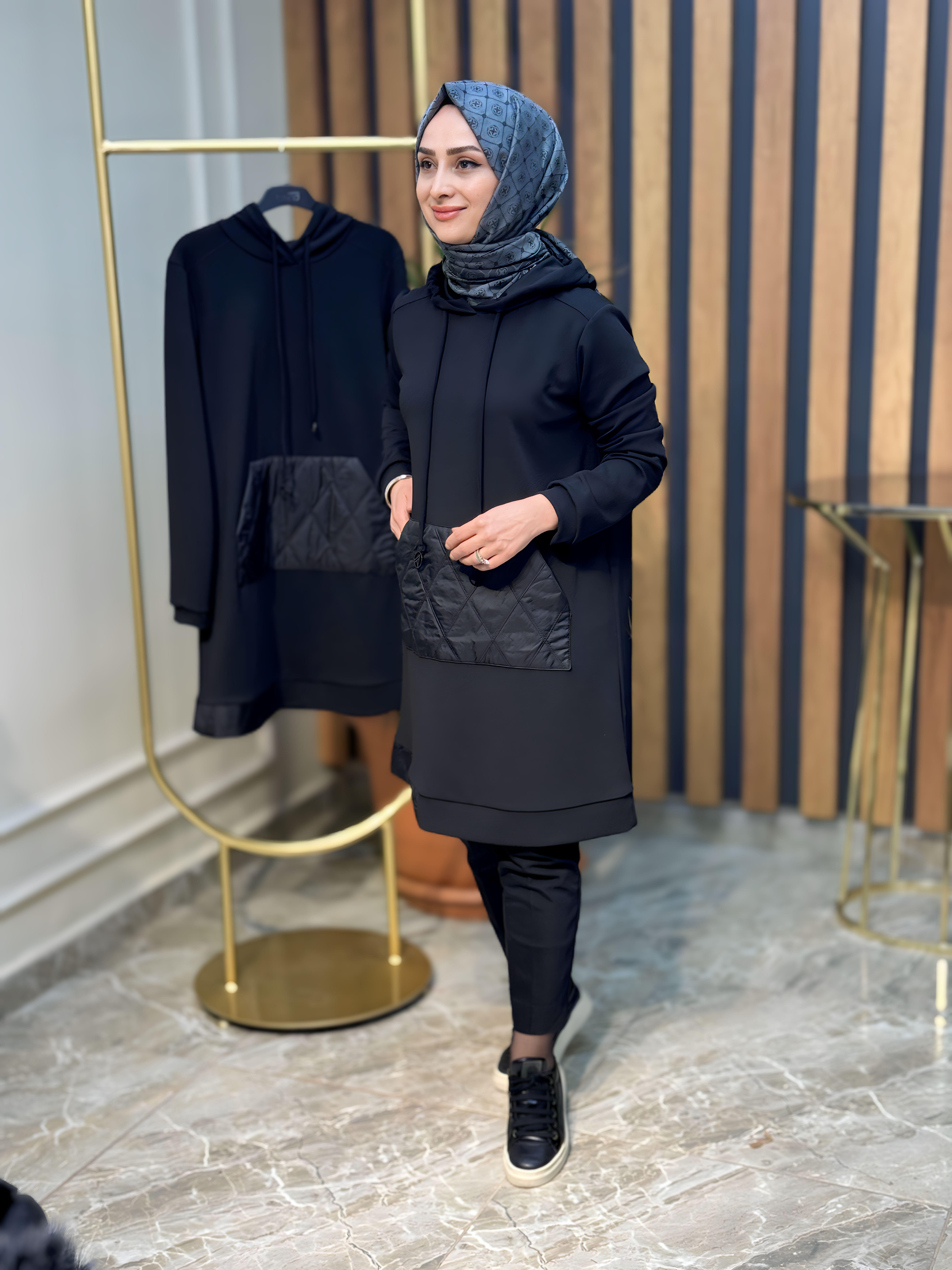 ARMİNE TREND ÖN KAPİTONE DETAYLI,CEPLİ TUNİK-23KT447