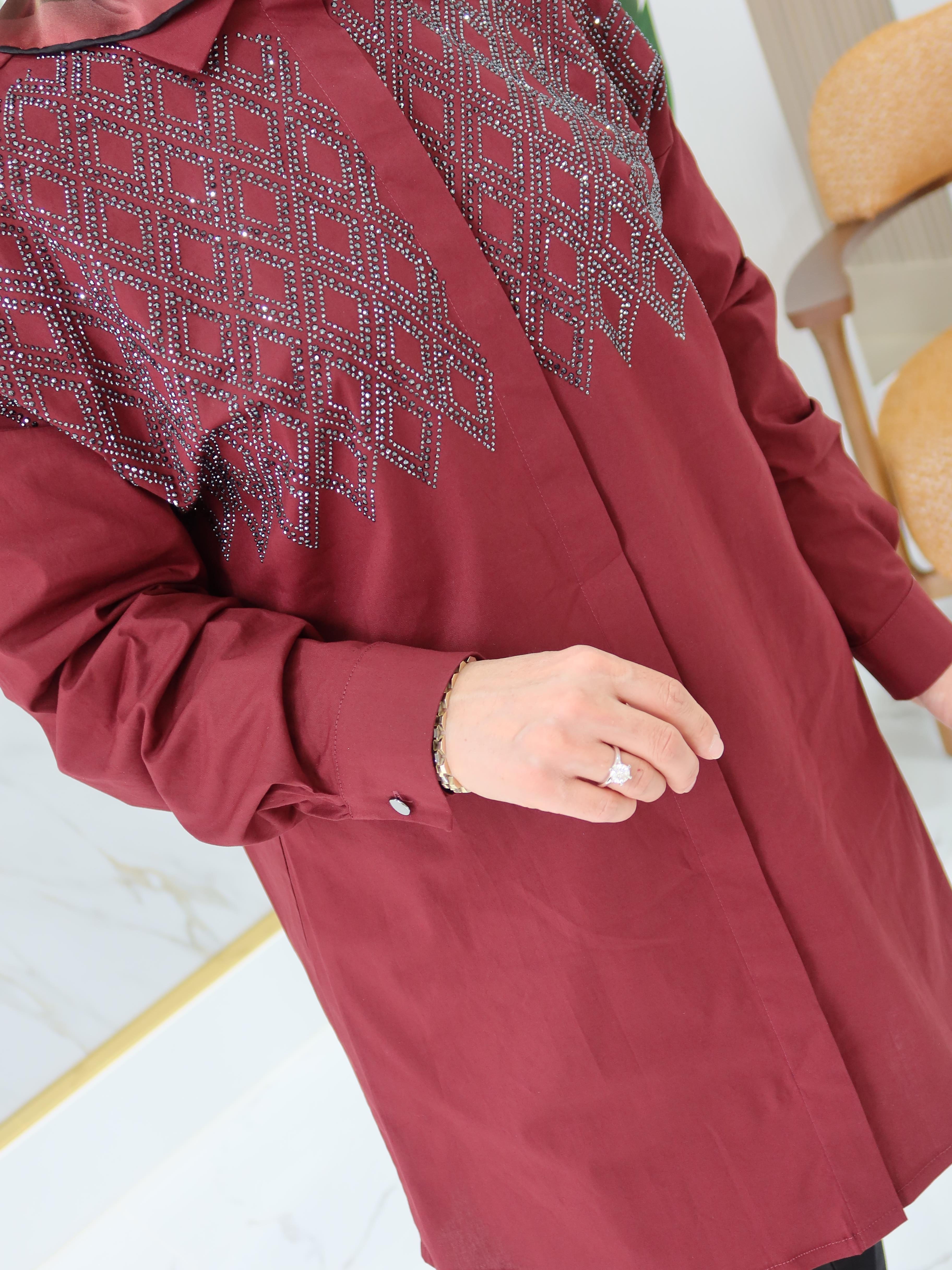 ARMİNE TREND ÖN  TAŞ DETAYLI TUNİK 25KT419