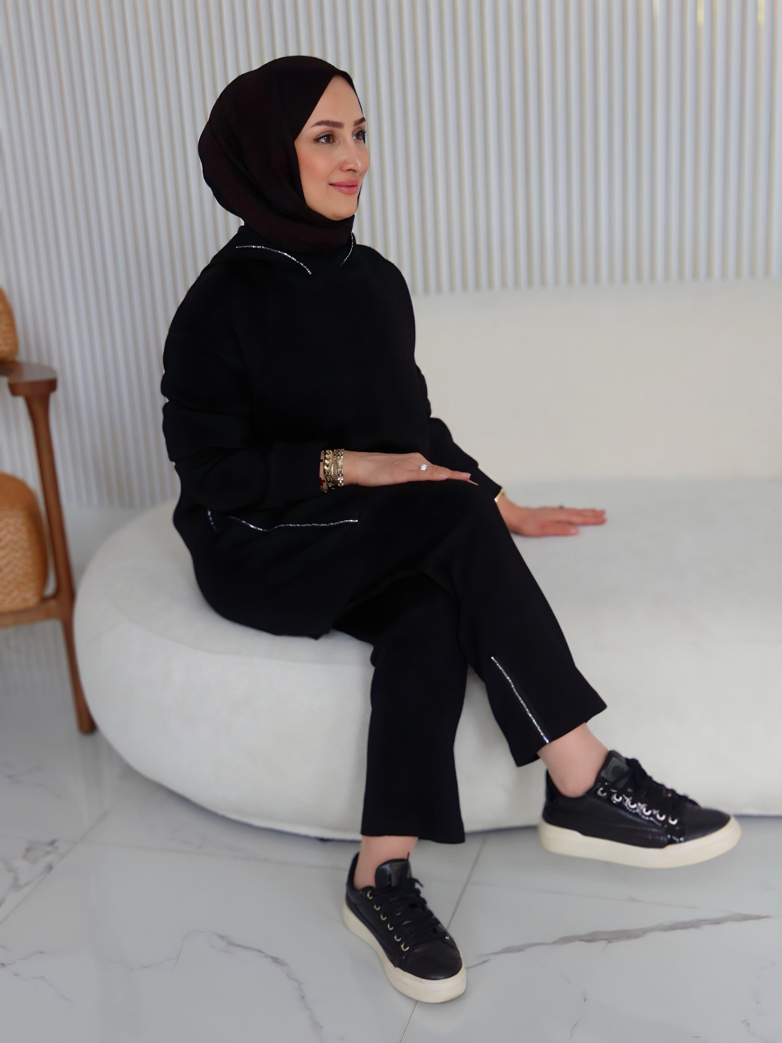 ARMİNE TREND ÖNÜŞ TAŞ VE BİYE DETALI PANTOLONLU TAKIM -25KT603