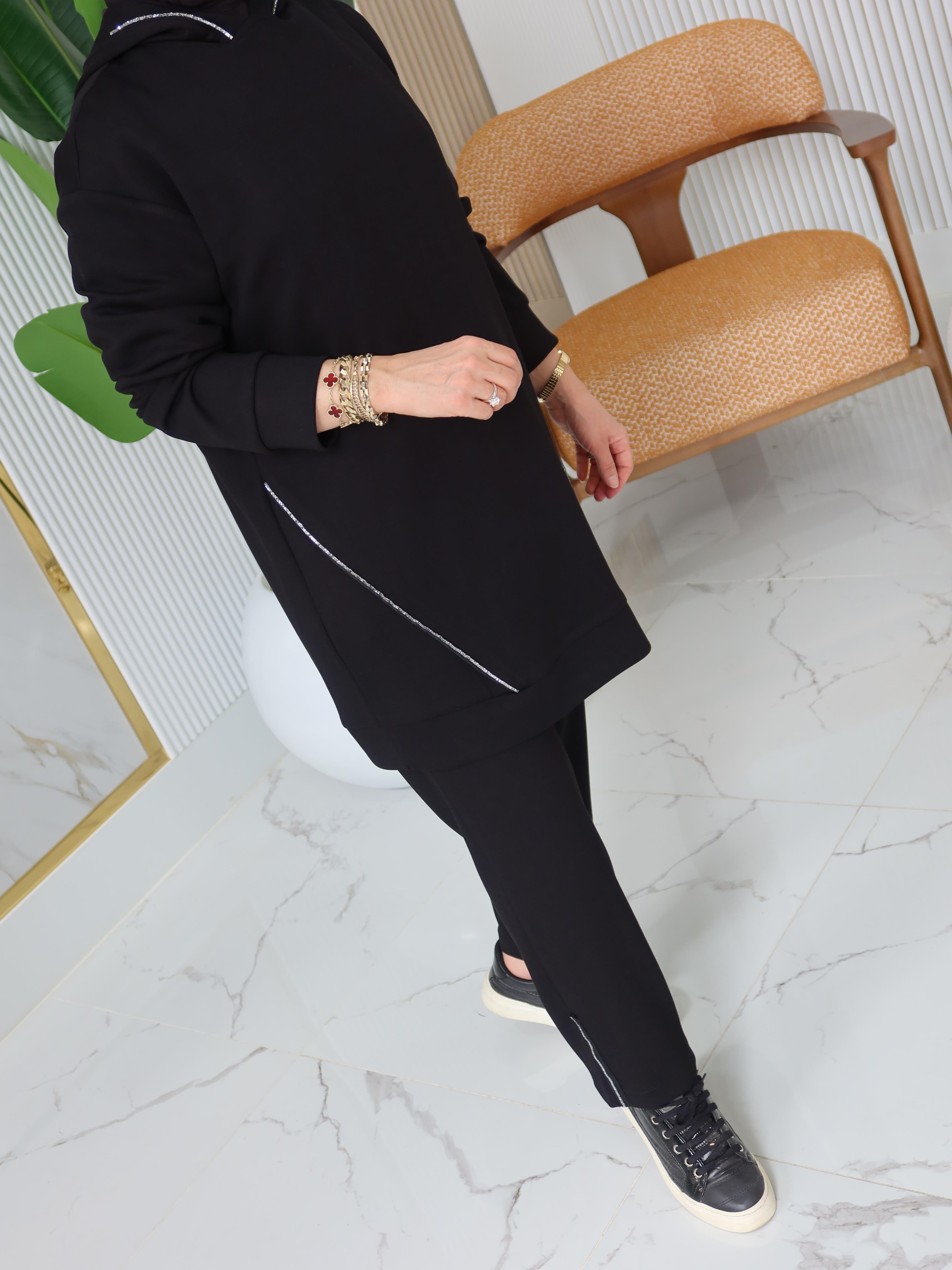 ARMİNE TREND ÖNÜŞ TAŞ VE BİYE DETALI PANTOLONLU TAKIM -25KT603