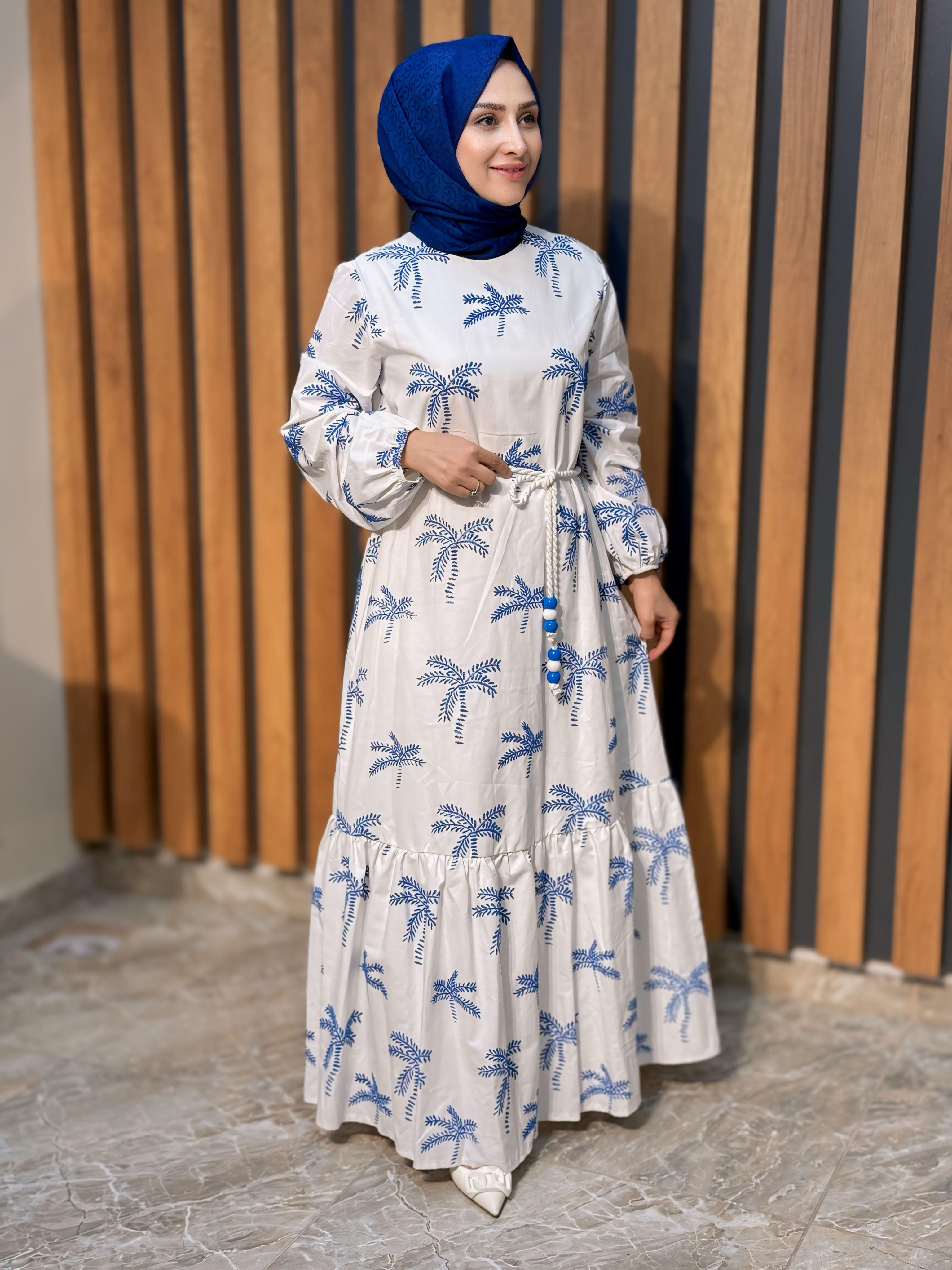 ARMİNE TREND PALMİYE DESEN ELBİSE -24YT943