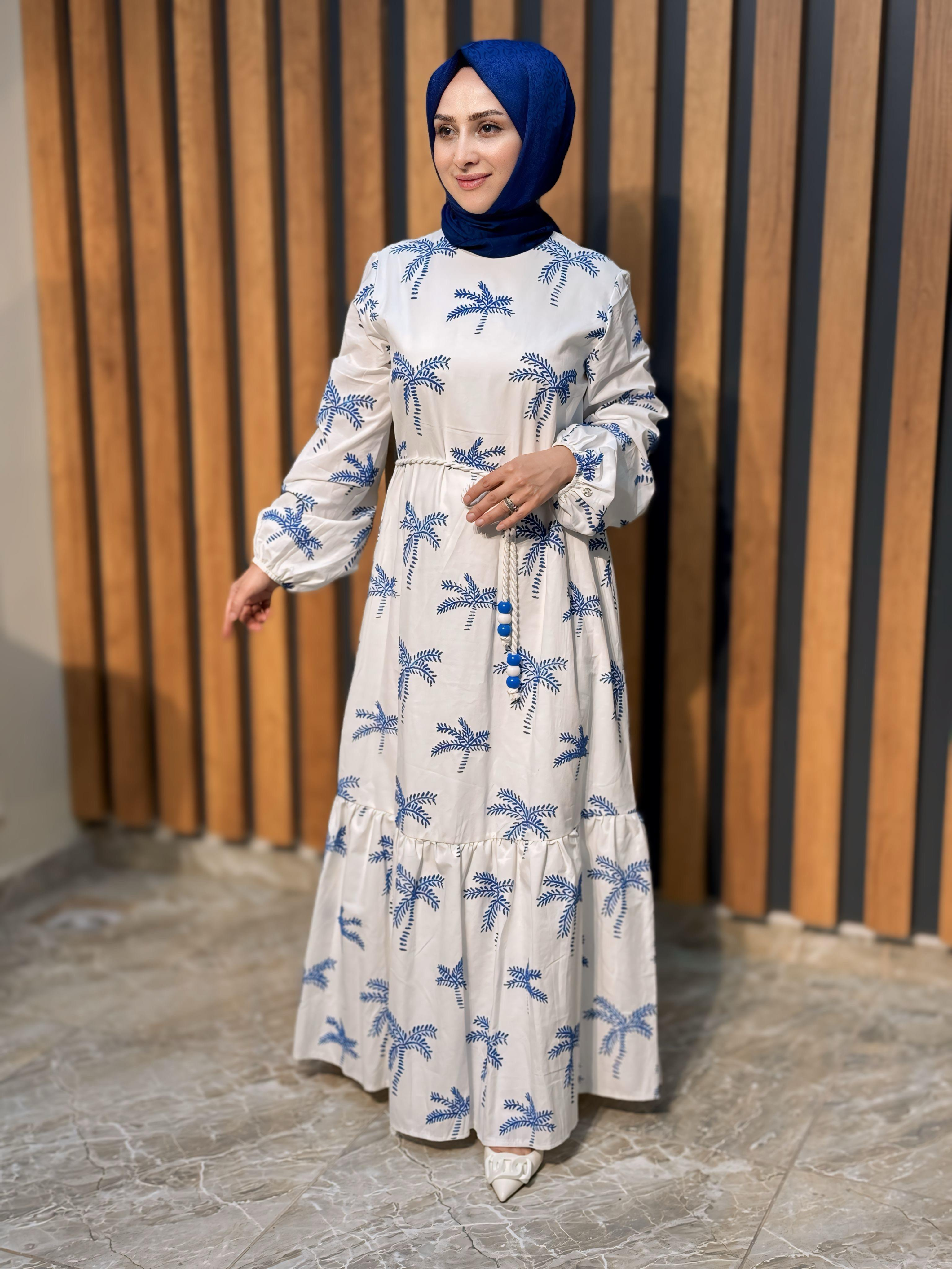ARMİNE TREND PALMİYE DESEN ELBİSE -24YT943