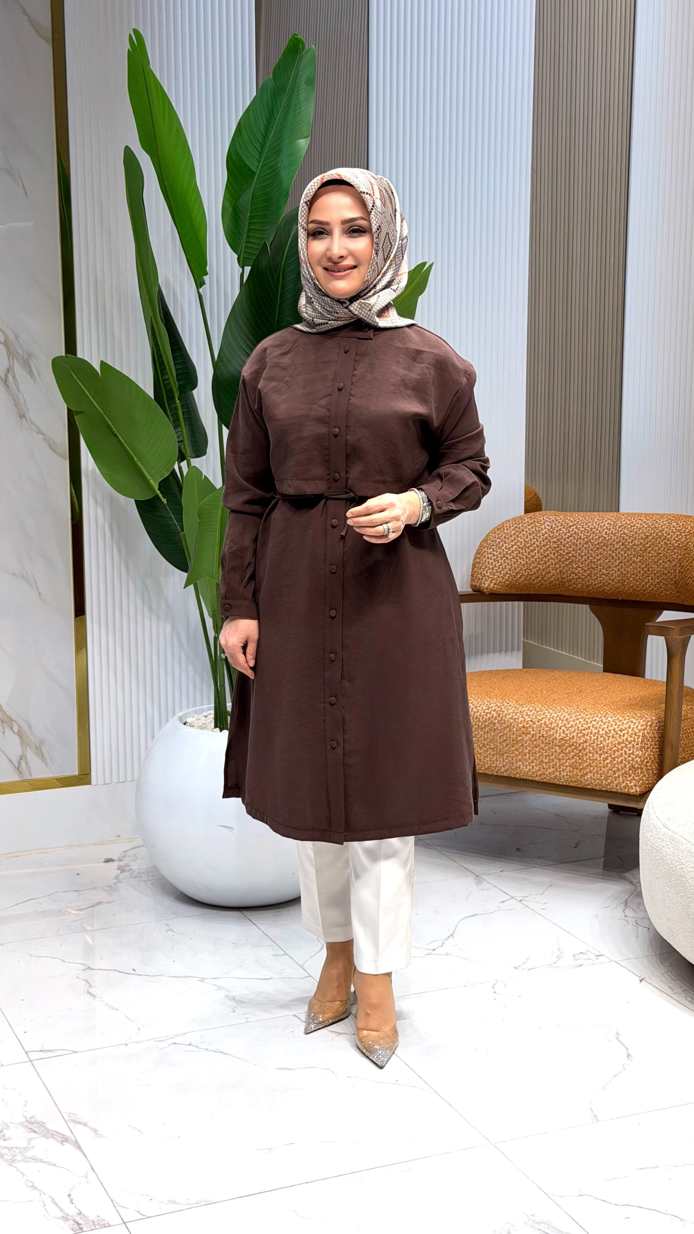 ARMİNE TREND PARAŞÜT VE KEMER DETAY TUNİK ACI KAHVE- 26YT412