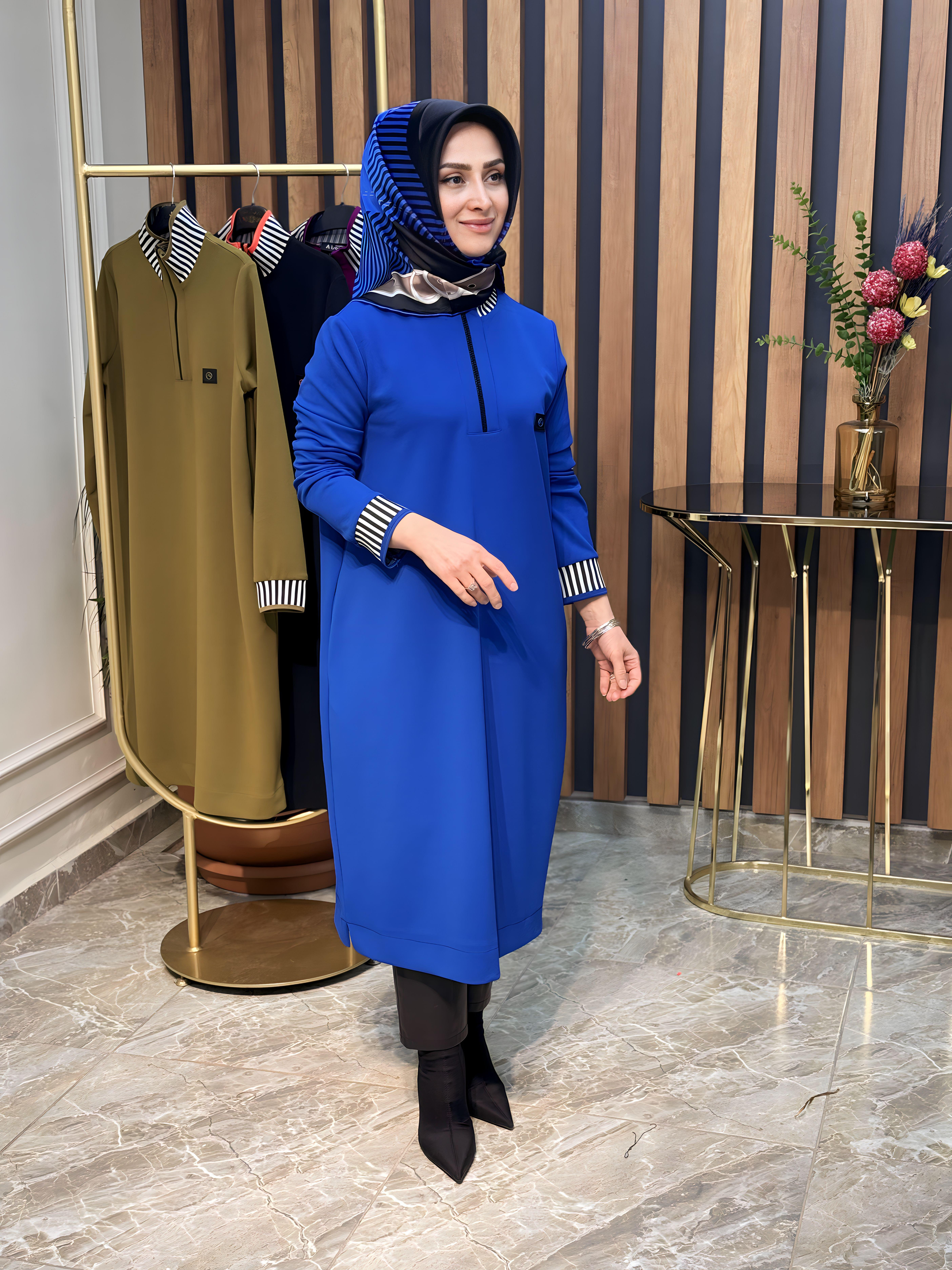 ARMİNE TREND YAKA ÇİZGİLİ TUNİK-23KT423