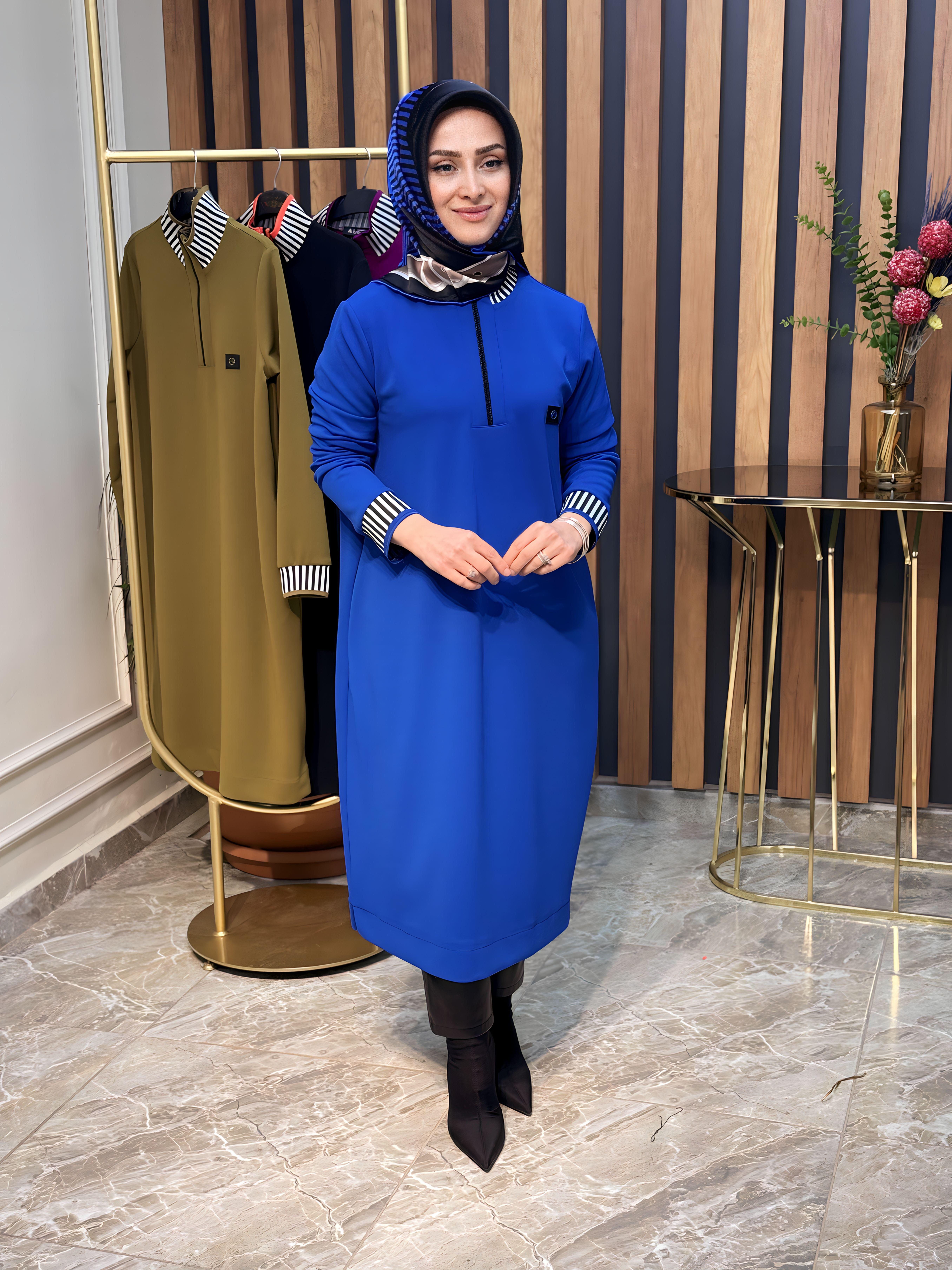 ARMİNE TREND YAKA ÇİZGİLİ TUNİK-23KT423