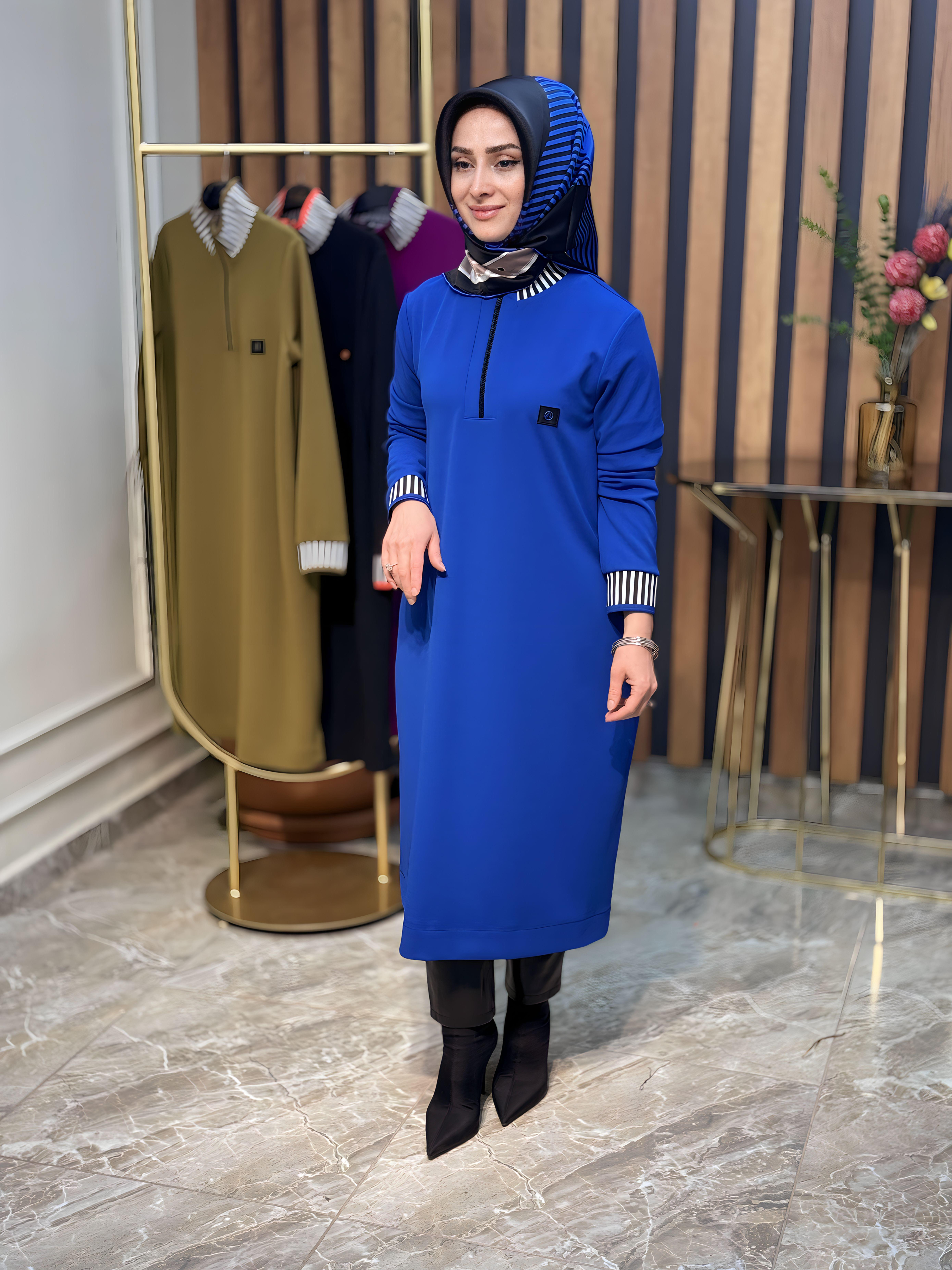 ARMİNE TREND YAKA ÇİZGİLİ TUNİK-23KT423