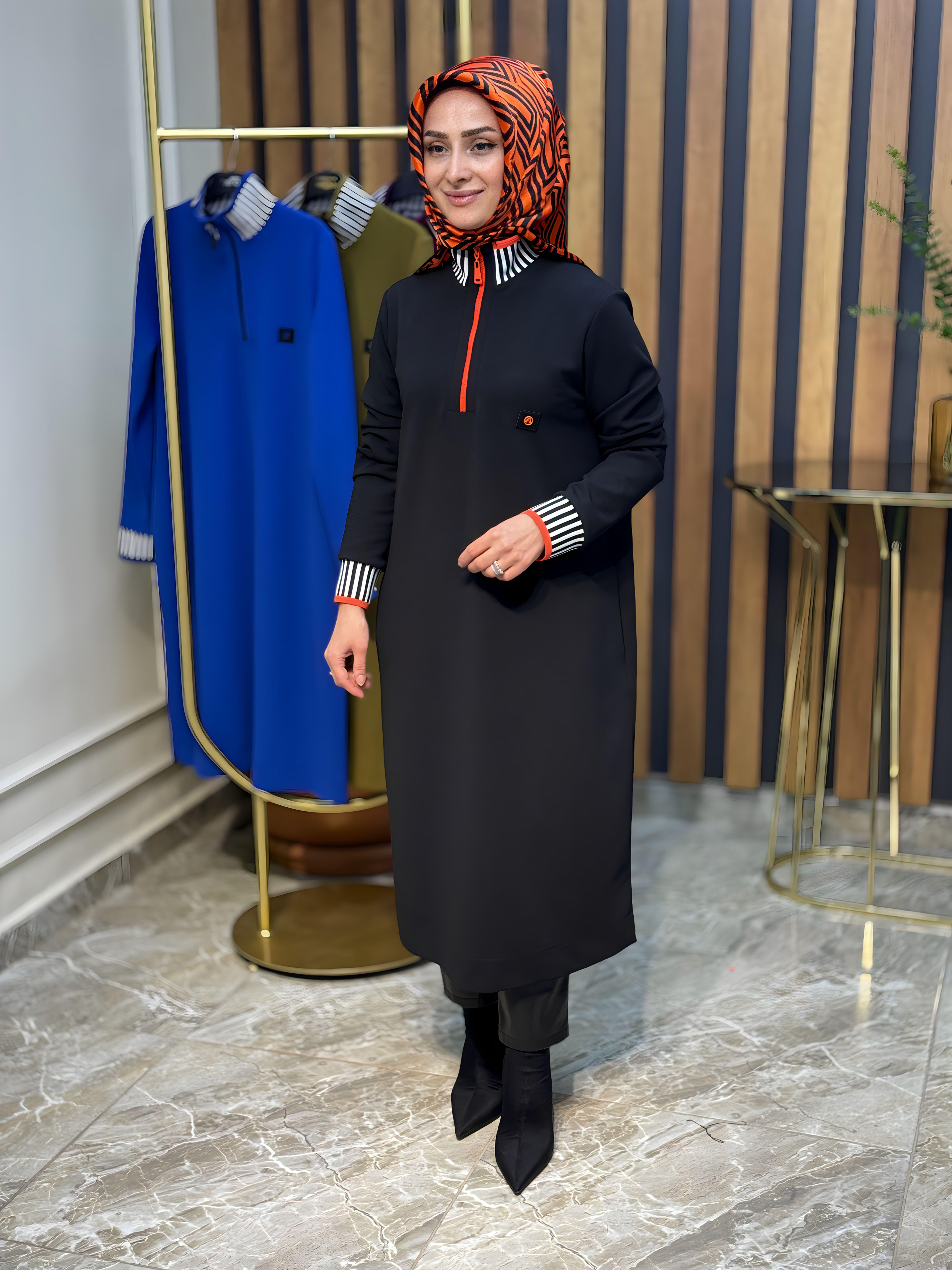 ARMİNE TREND YAKA ÇİZGİLİ TUNİK-23KT423