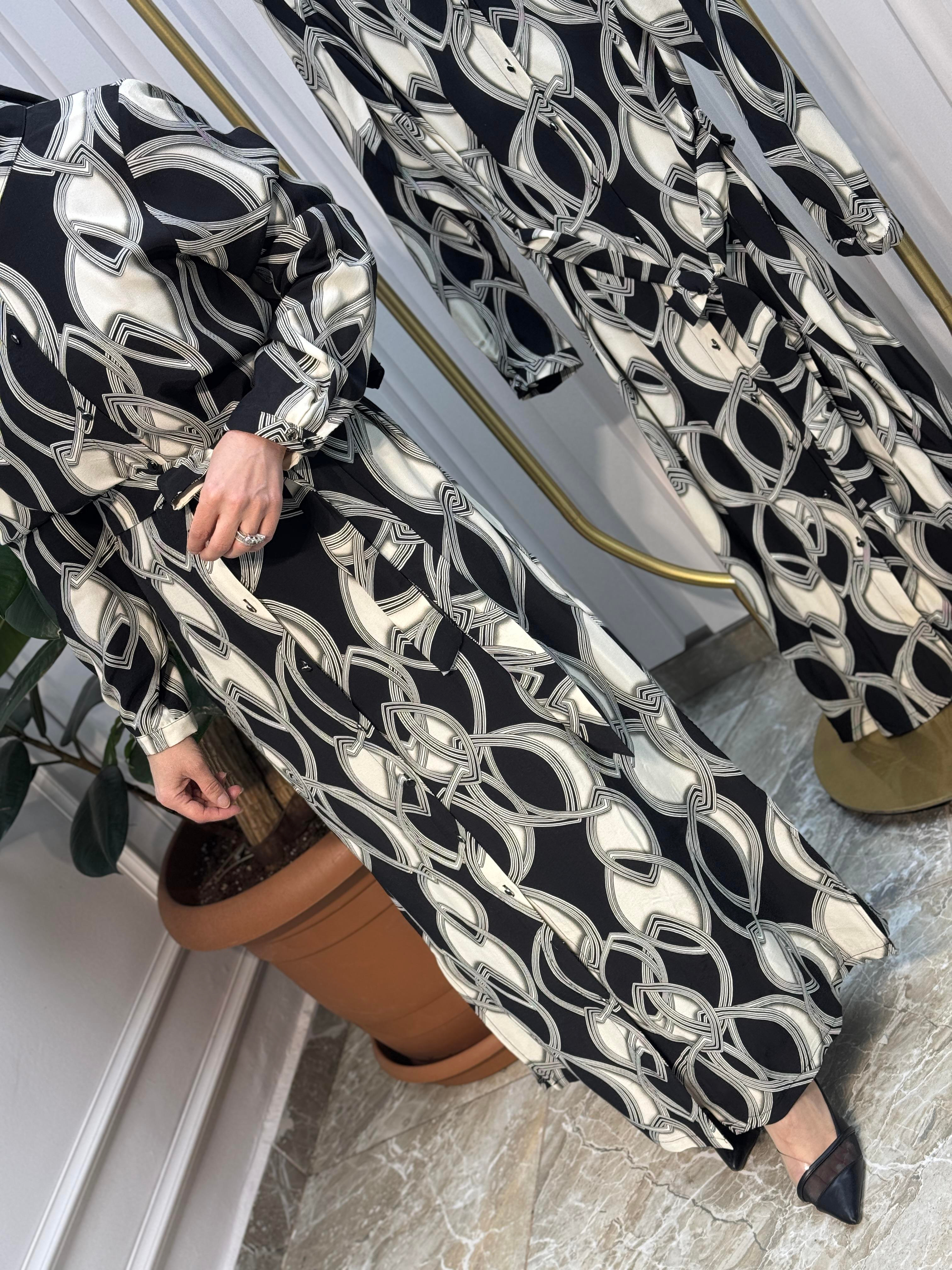 ARMİNE TREND ZİNCİR DESENLİ ELBİSE 25YT421