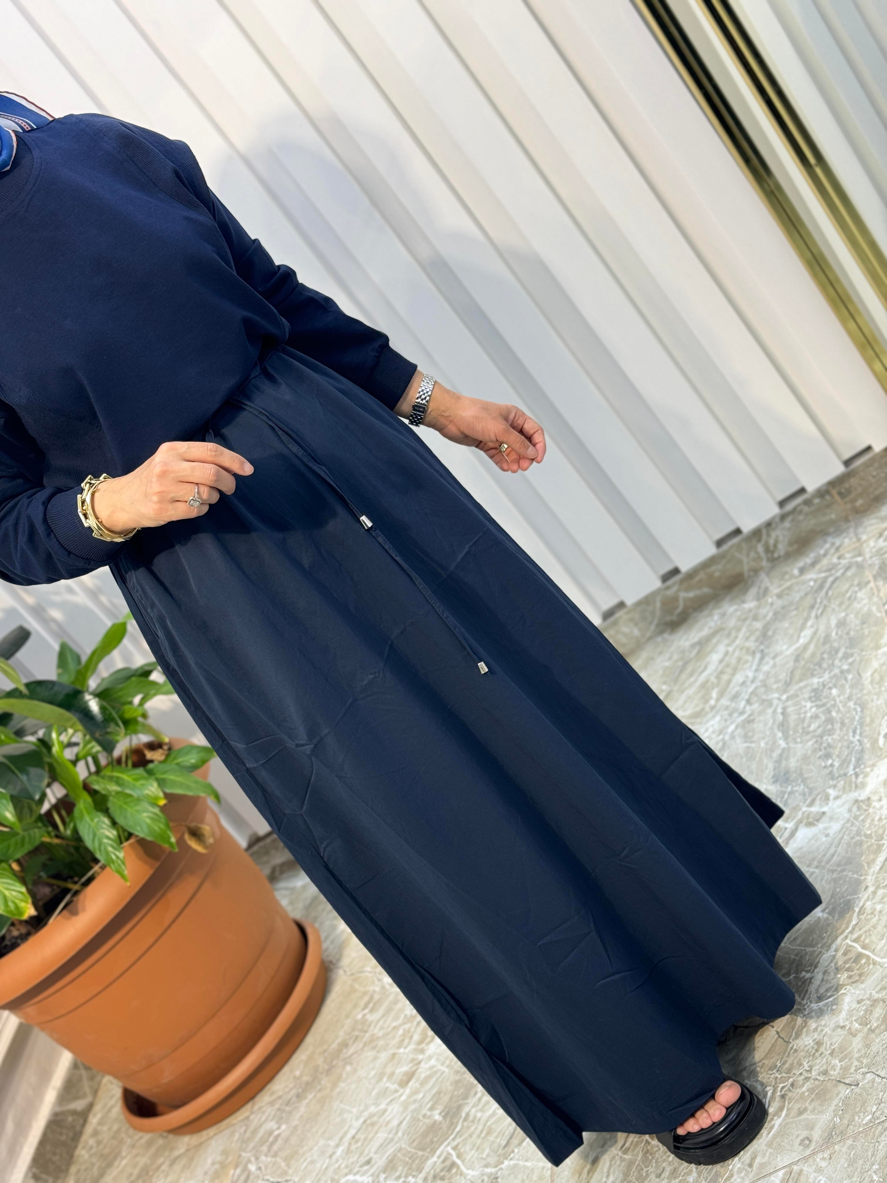 BELDEN BAĞLAMALI CEPLİ PARAŞÜT KUMAŞ ELBİSE-6013
