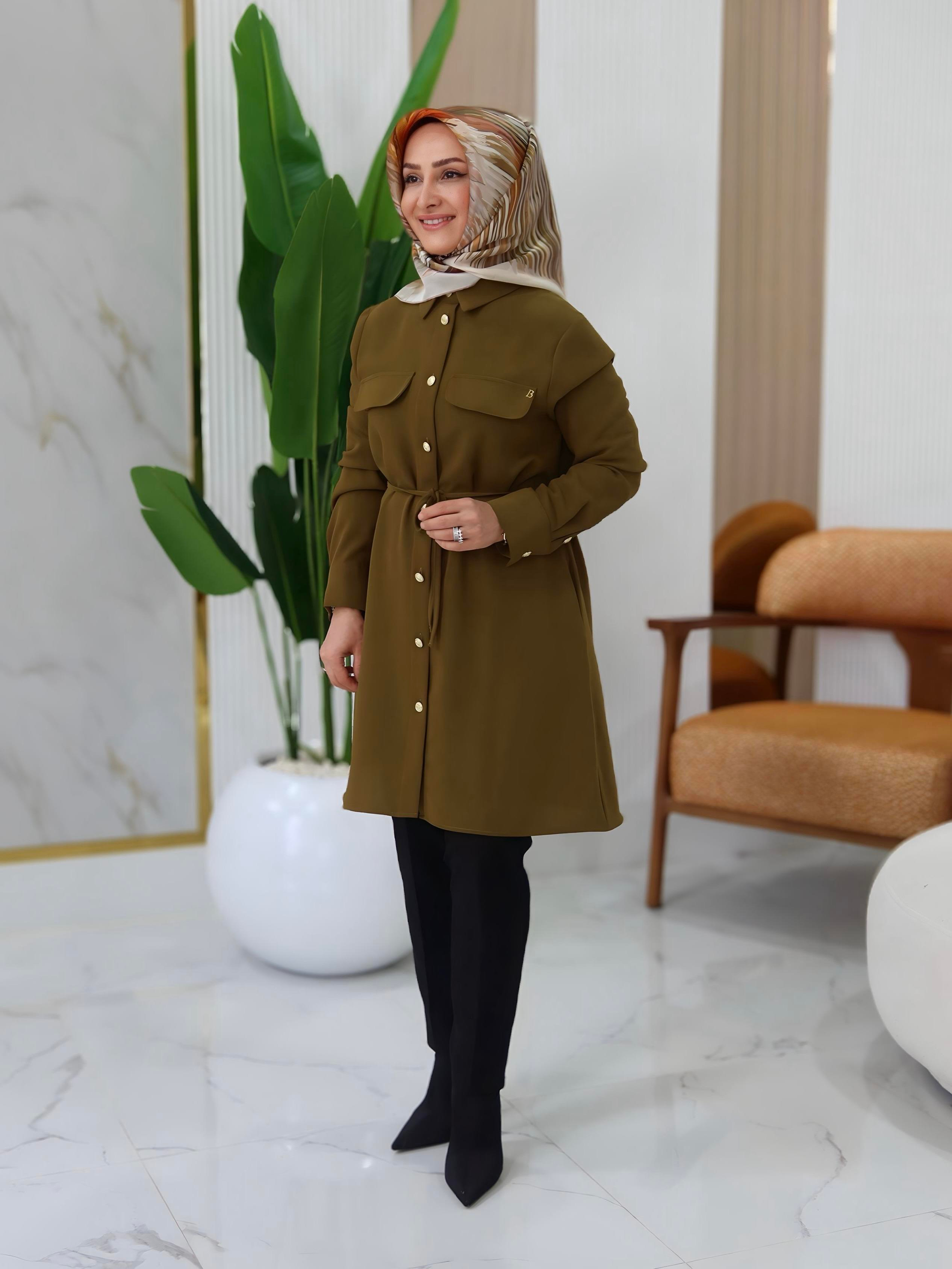BELLİ PELERİN DETAYLI TUNİK- 25K4001