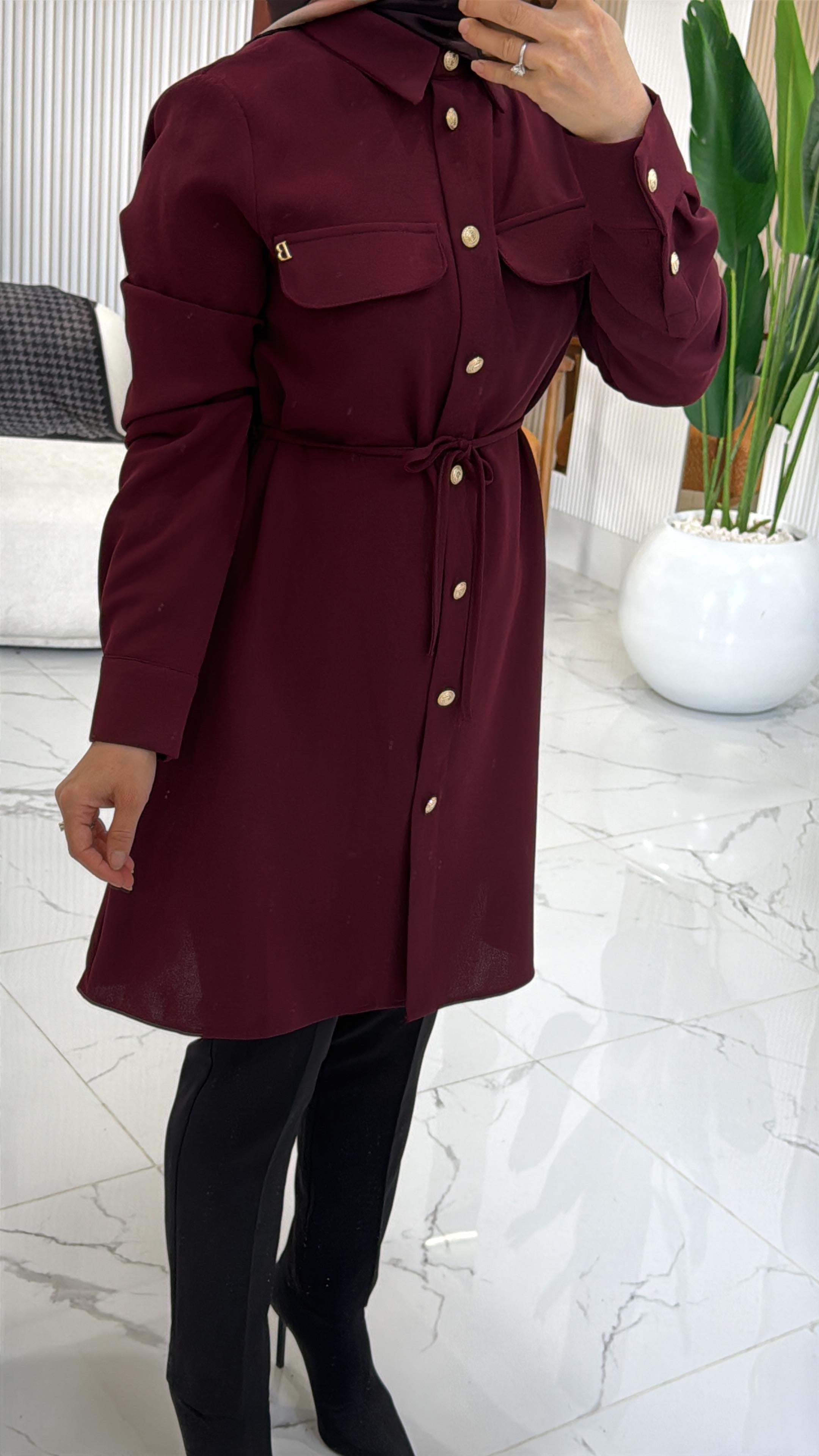BELLİ PELERİN DETAYLI TUNİK- 25K4001