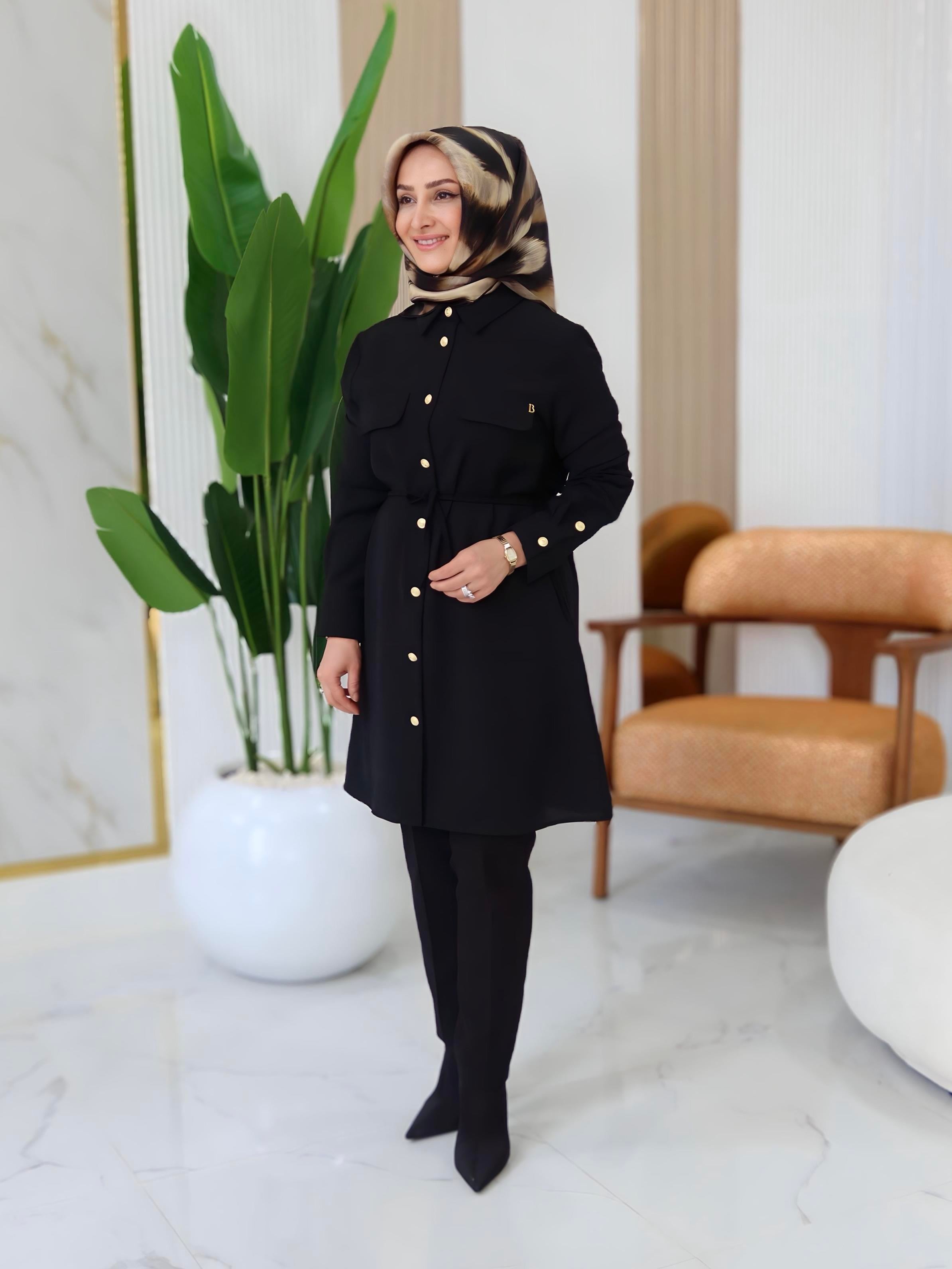 BELLİ PELERİN DETAYLI TUNİK- 25K4001
