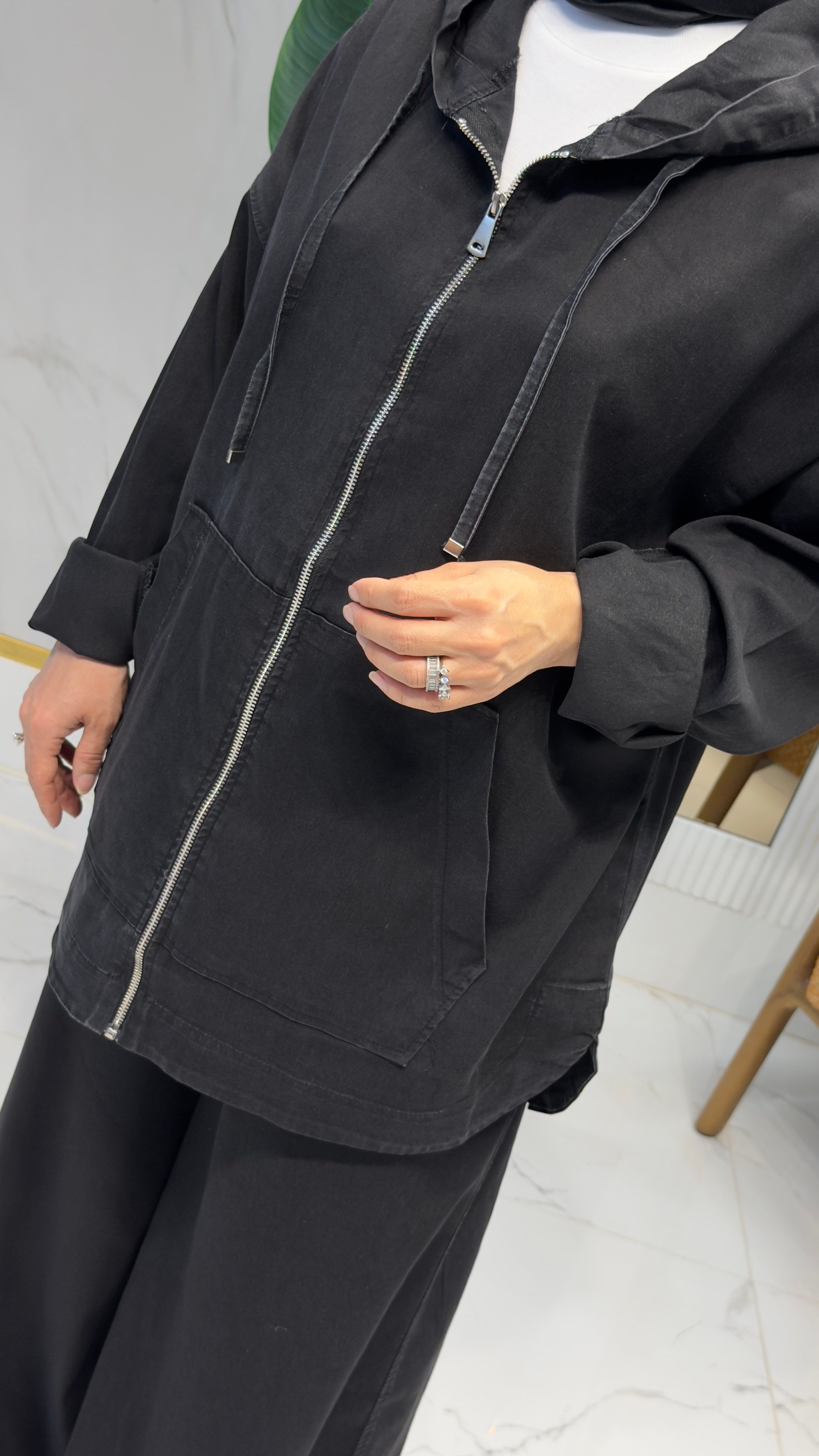 DENİM PANTOLONLU TAKIM SİYAH -5398
