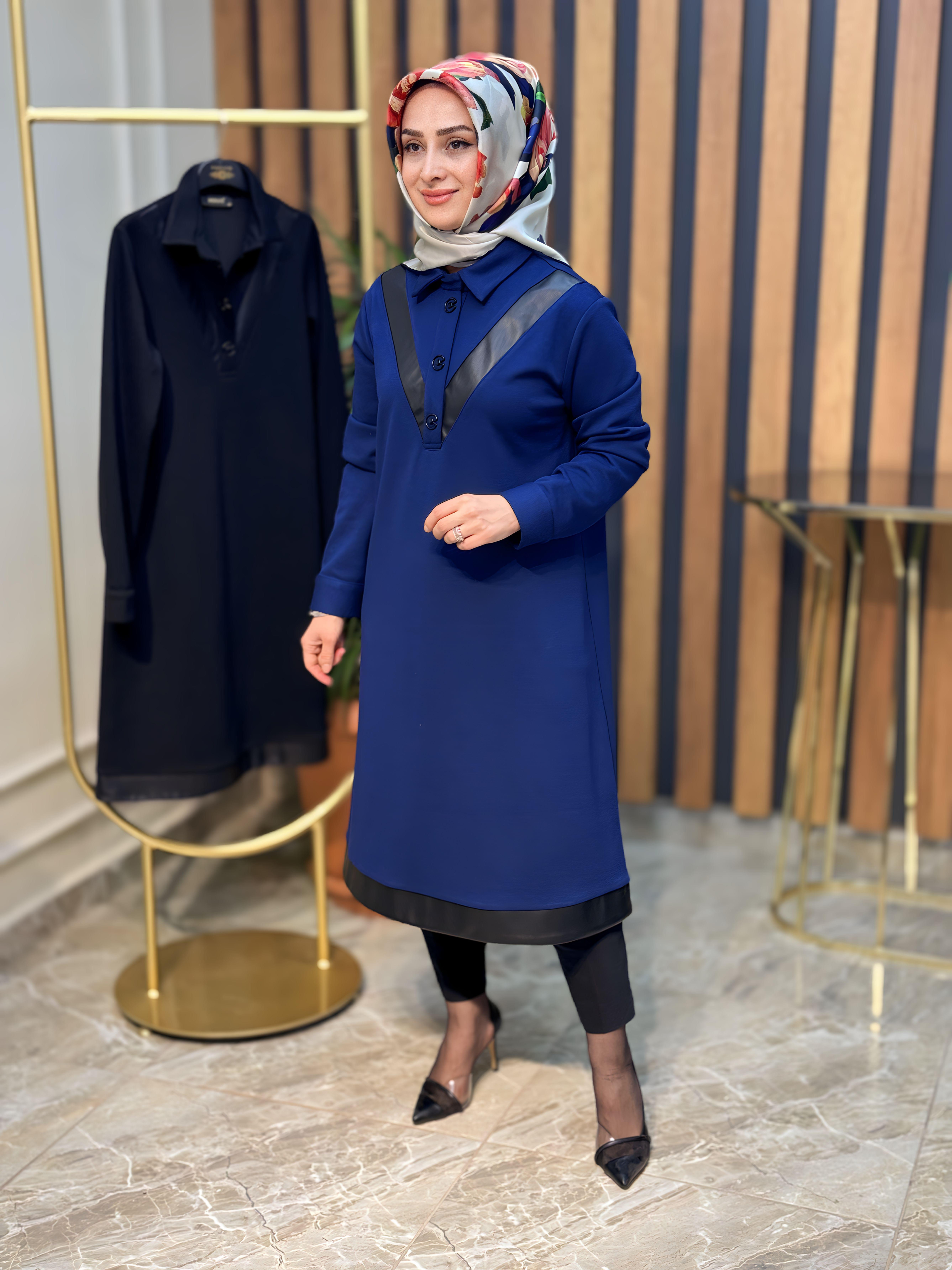HAYA DERİ GARNİLİ KADIN TUNİK-1222