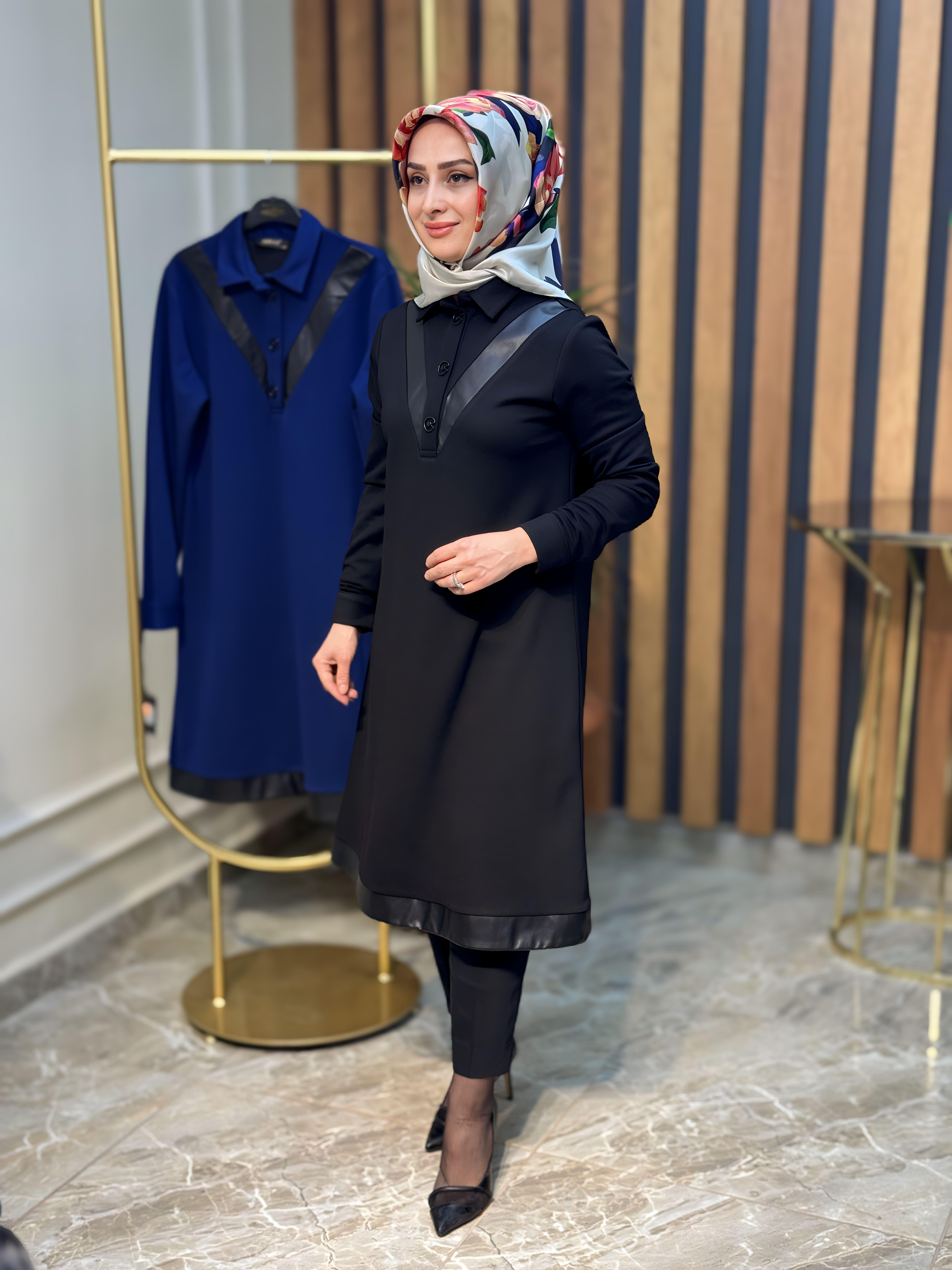 HAYA DERİ GARNİLİ KADIN TUNİK-1222