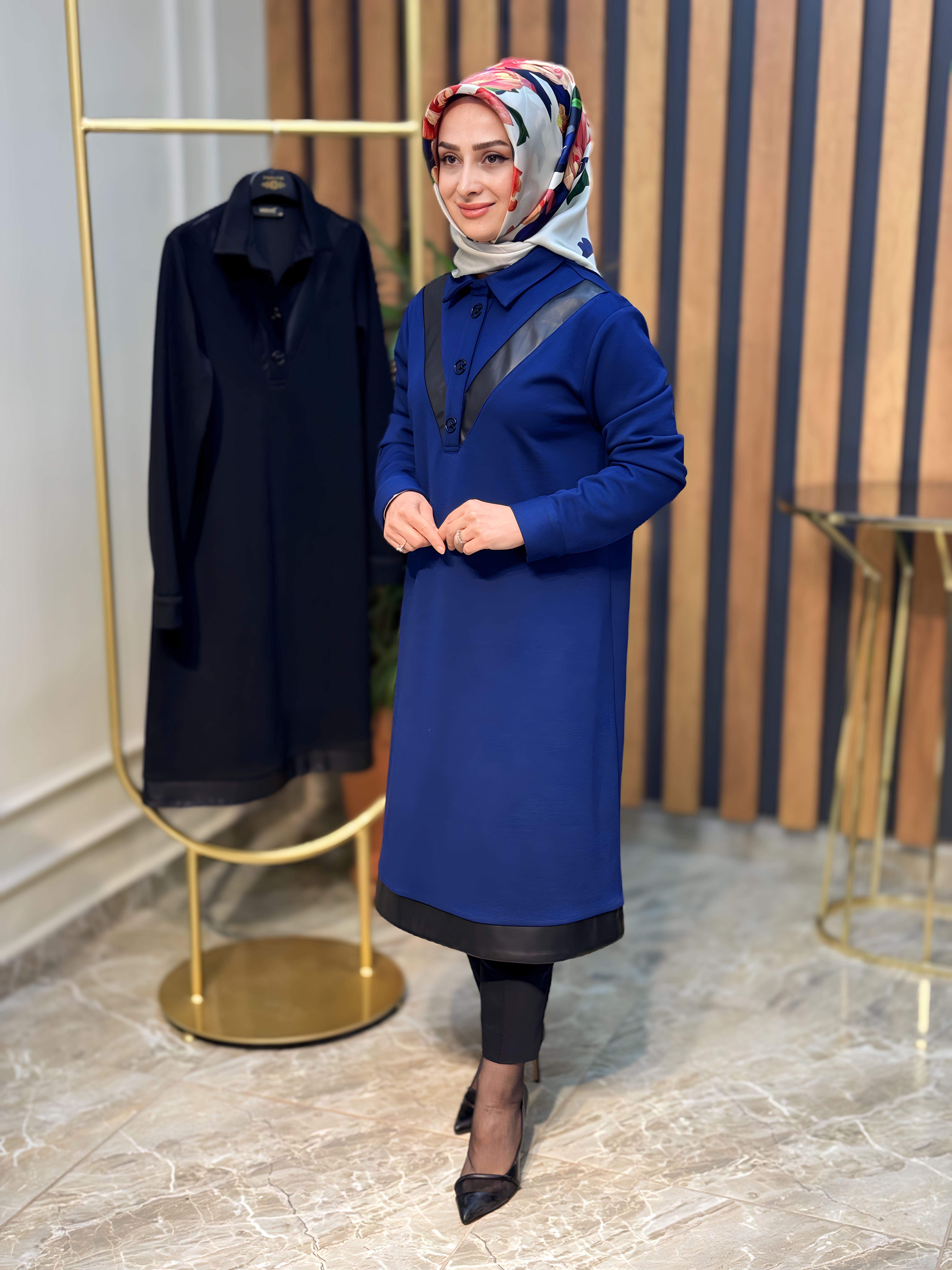 HAYA DERİ GARNİLİ KADIN TUNİK-1222