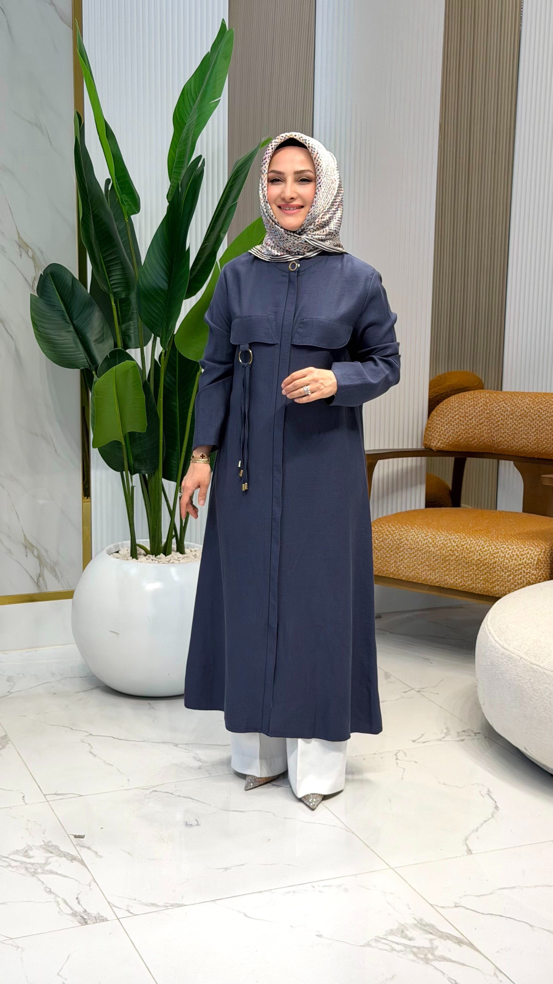 HAYA HALKA DETAYLI KAP İNDİGO- 1719