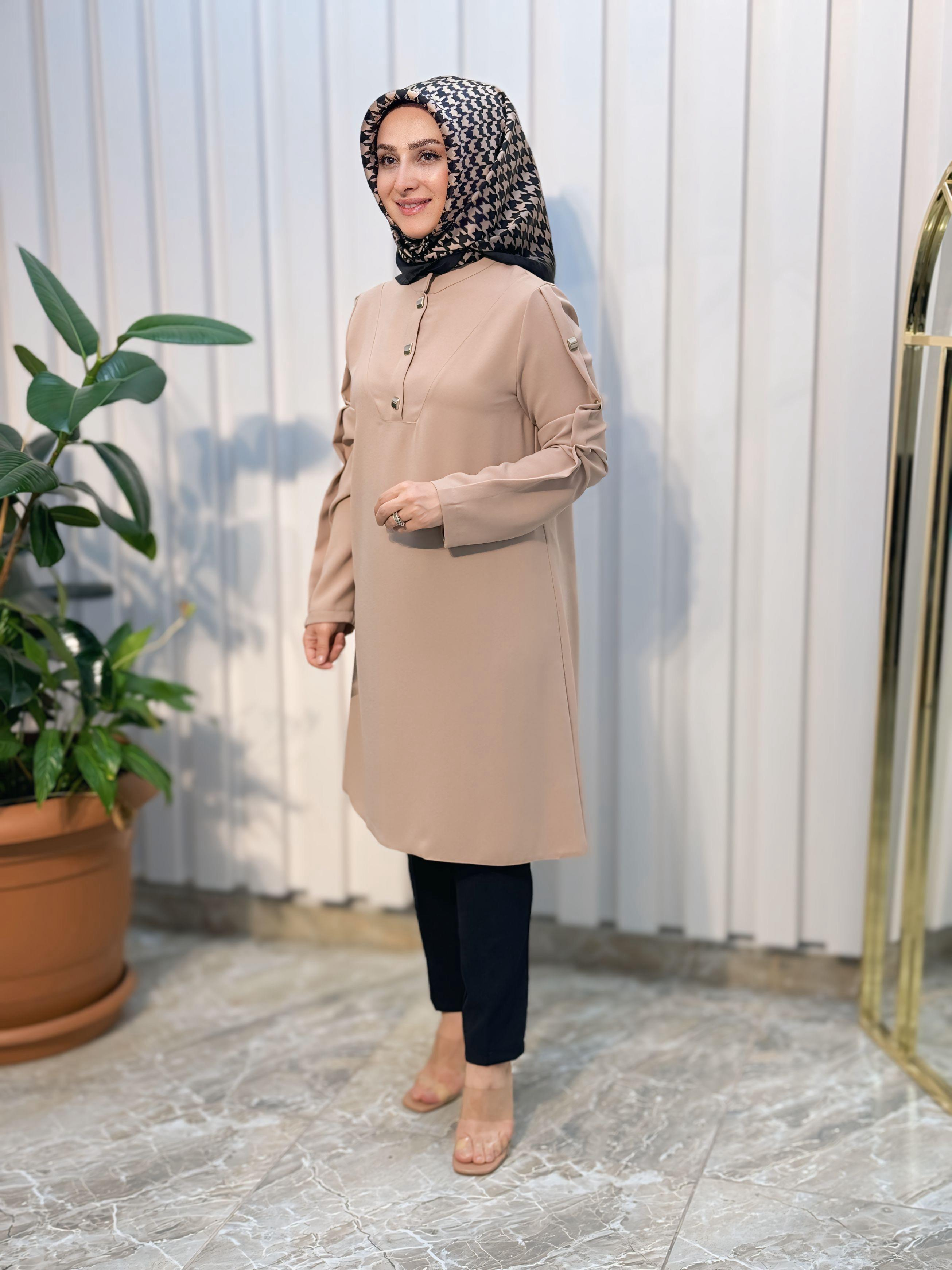 HAYA KARE ÇITÇIT DETAYLI TUNİK-1328